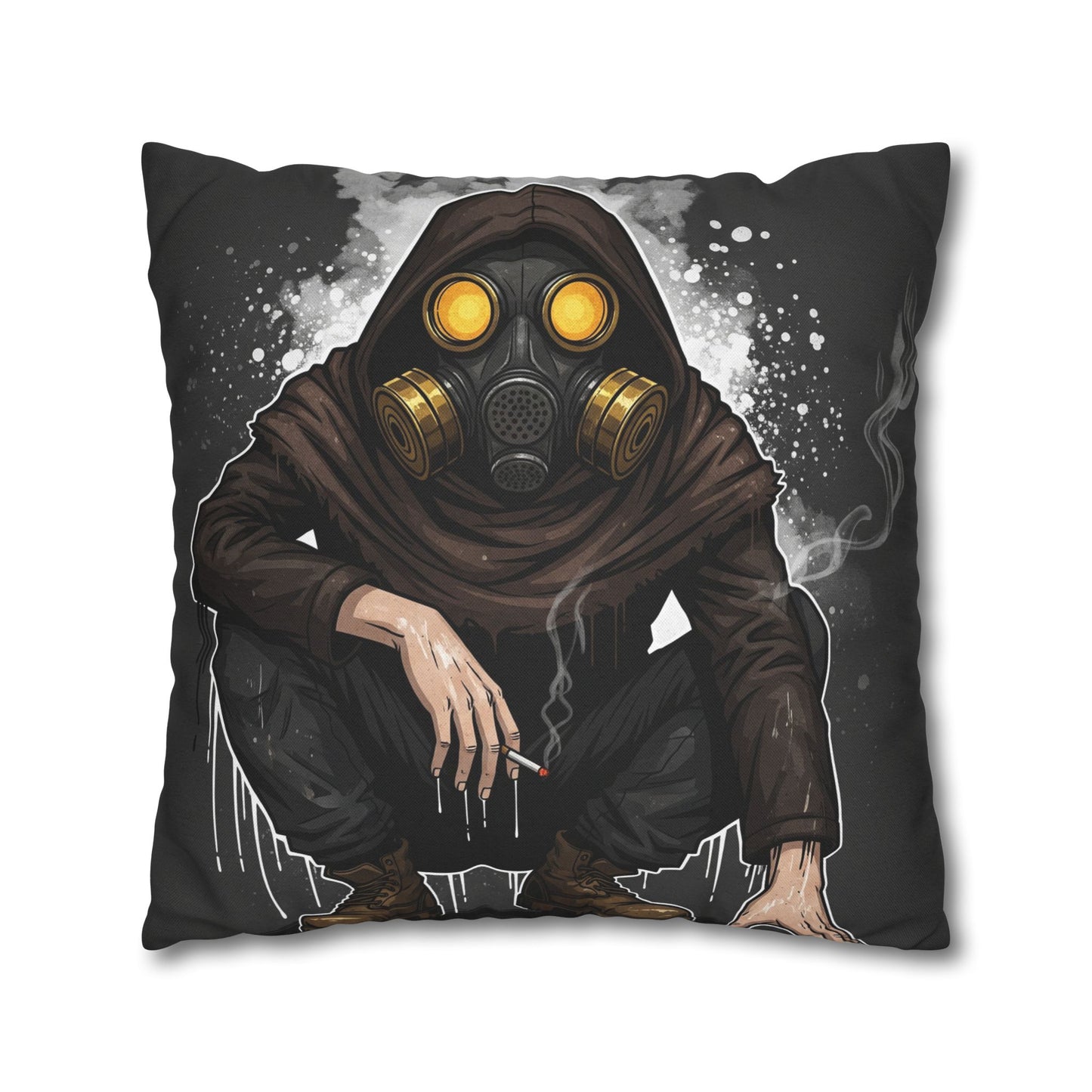 Gothic Gas Mask Pillowcase - Unique Home Decor, Edgy Throw Pillow, Gifts for Sci-Fi Fans, Alternative Room Style, Men’s Bedroom Decor