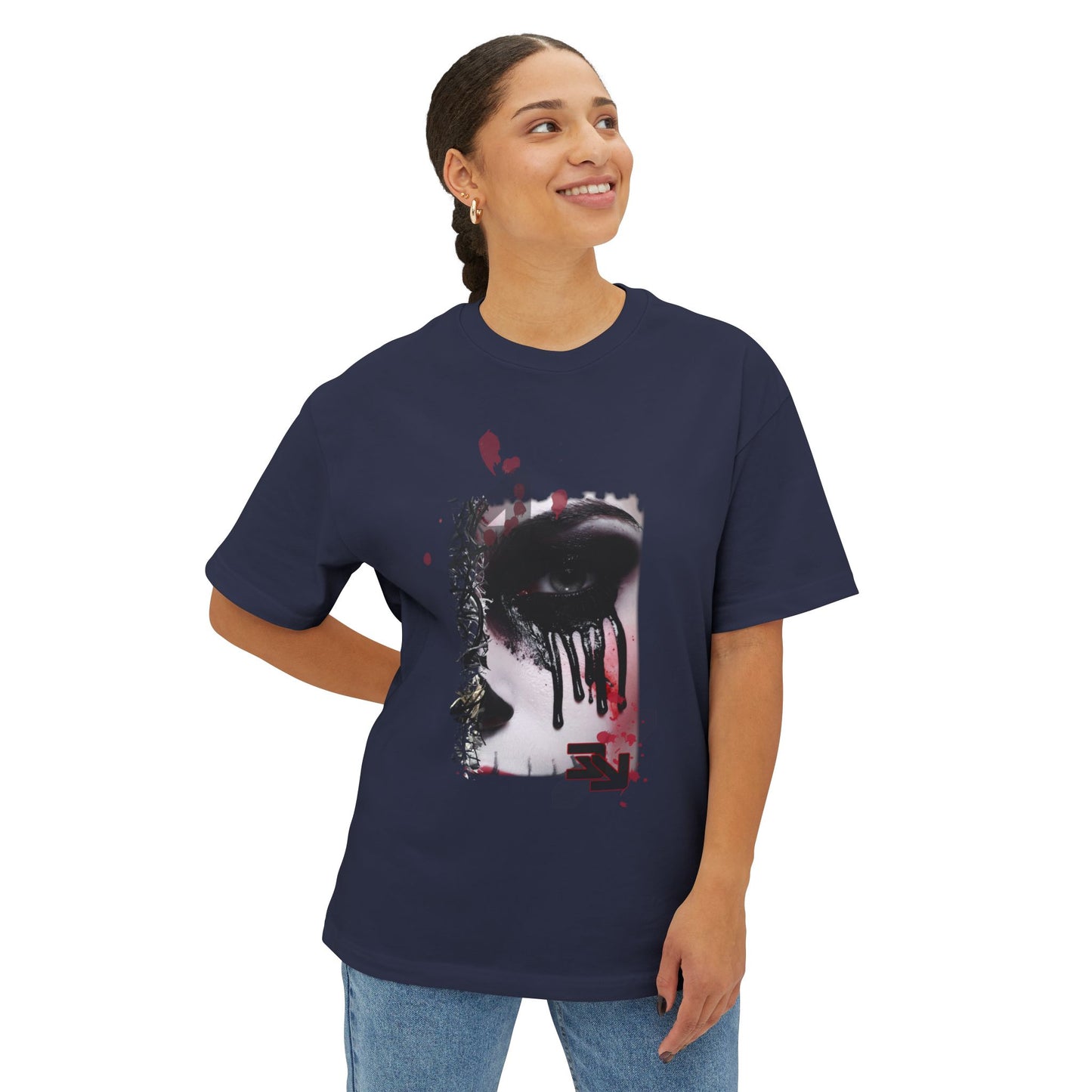 Chic Oversized Graphic Tee - Edgy Art Shirt, Casual Everyday Wear, Fashion Statement, Gift for Art Lovers, Unisex Street Style