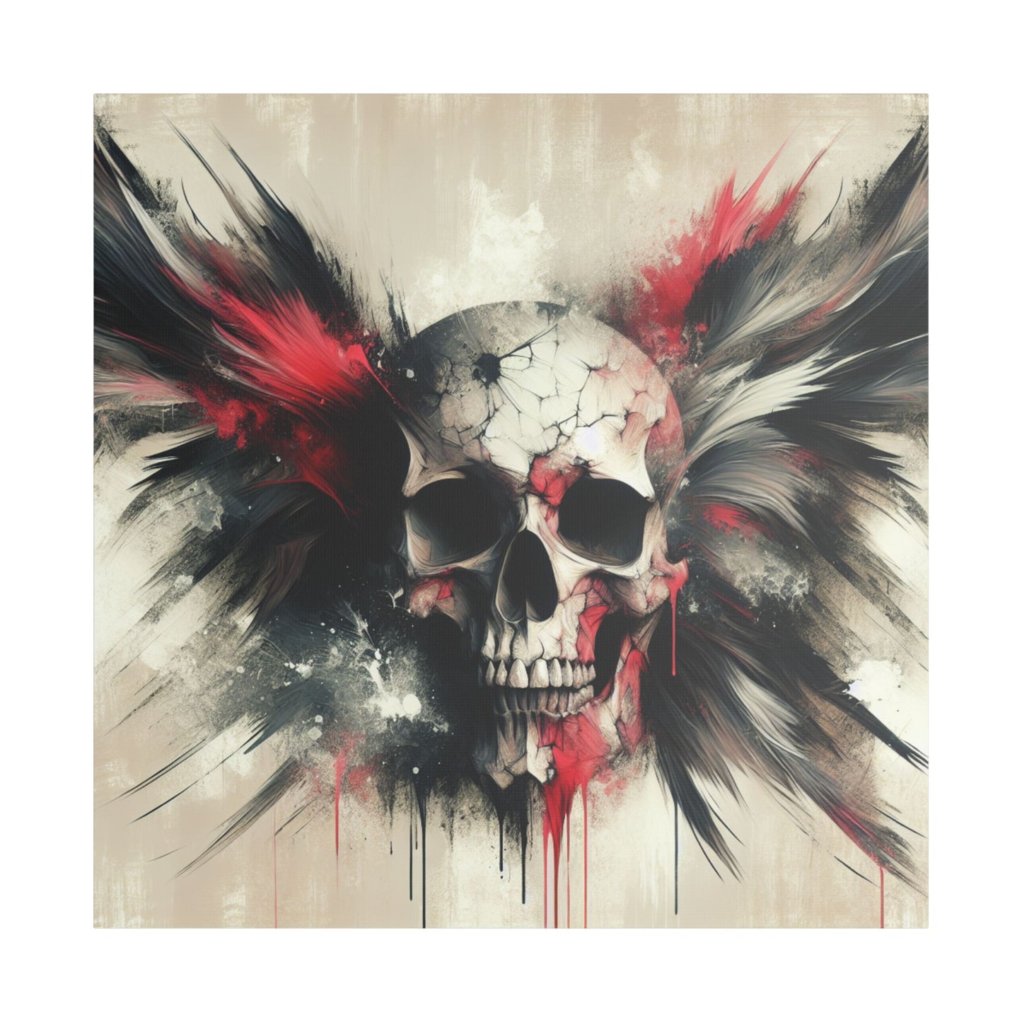 Gothic Skull Wall Art, Dark Art Canvas, Edgy Home Decor, Unique Gift for Halloween, Metalhead Wall Piece
