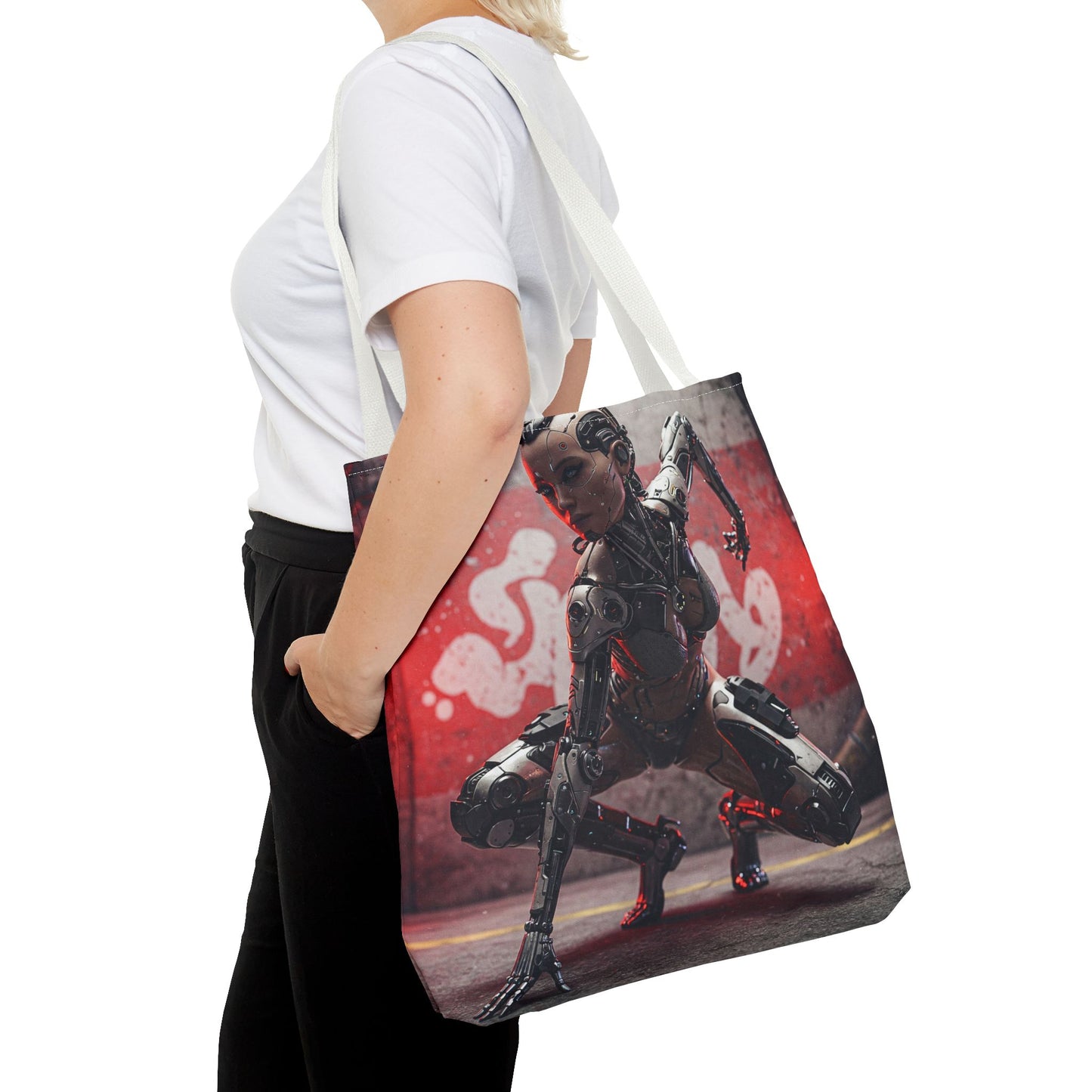 Futuristic Sci-Fi Tote Bag, Stylish Shopping Bag, Cyberpunk Accessory, Gift for Tech Lovers, Artwork Tote, Unique Canvas Bag