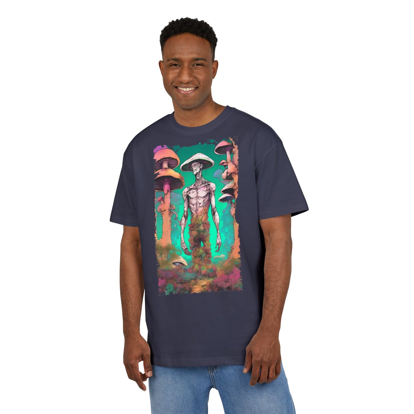 Psychedelic Alien Oversize Tee, Unisex Graphic T-Shirt, Casual Streetwear, Gift for Sci-Fi Lovers, Festival Apparel