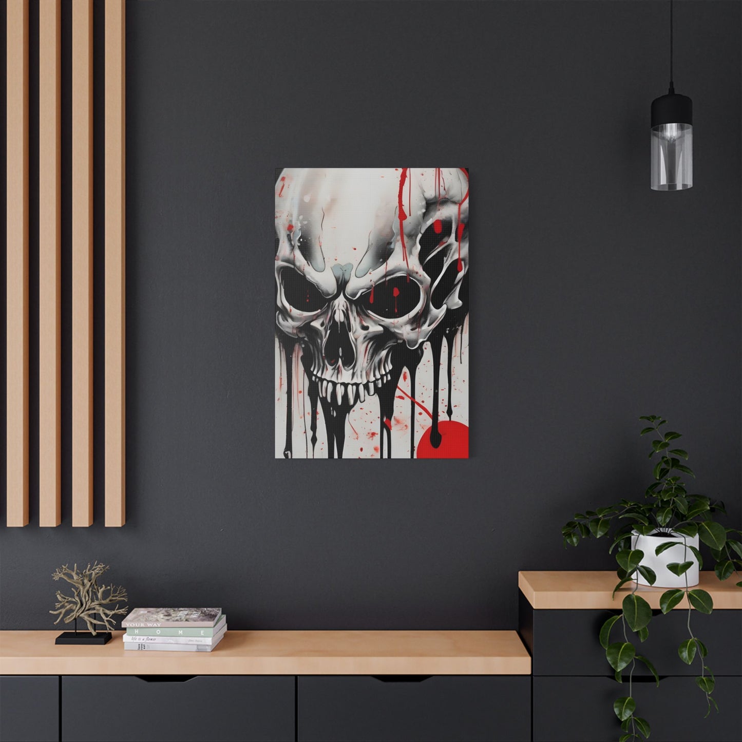 Skull Canvas Art, Edgy Wall Decor for Gothic, Halloween, and Alternative Aesthetics, Perfect for Home or Studio