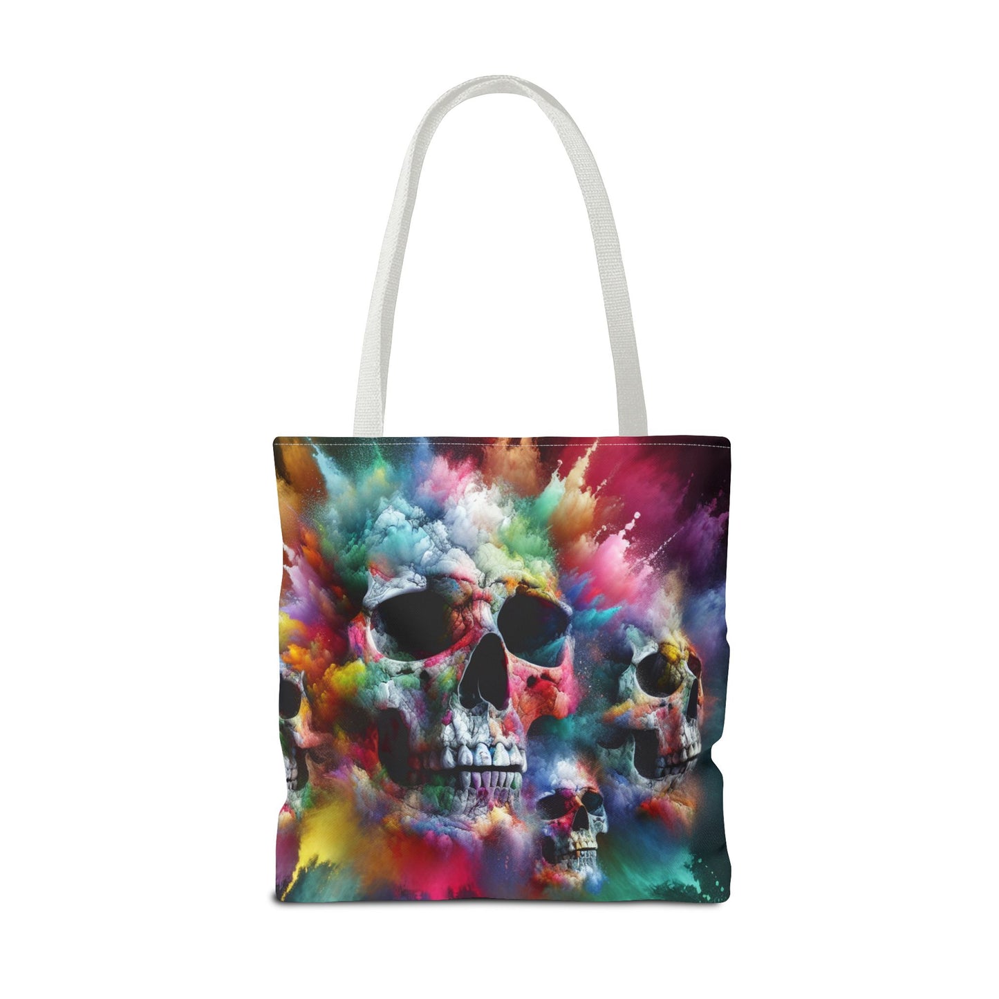 Colorful Skull Tote Bag - Artistic AOP Design, Perfect for Festivals, Everyday Use, Gift for Art Lovers, Boho Vibes