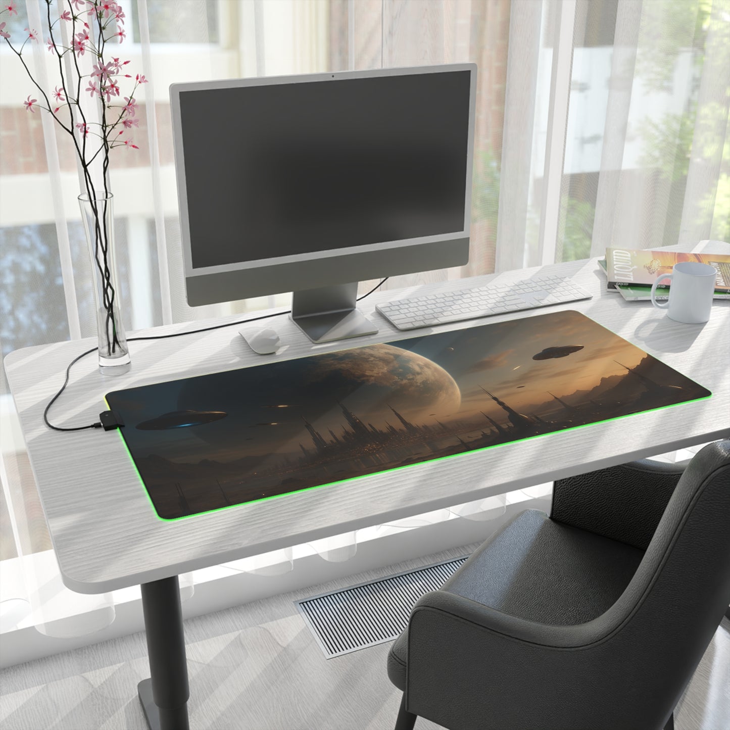 Futuristic LED Gaming Mouse Pad | LED Desk Mat for Gamers, RGB Mousepad, Gaming Accessories, Gamer Gift, Cyberpunk Decor