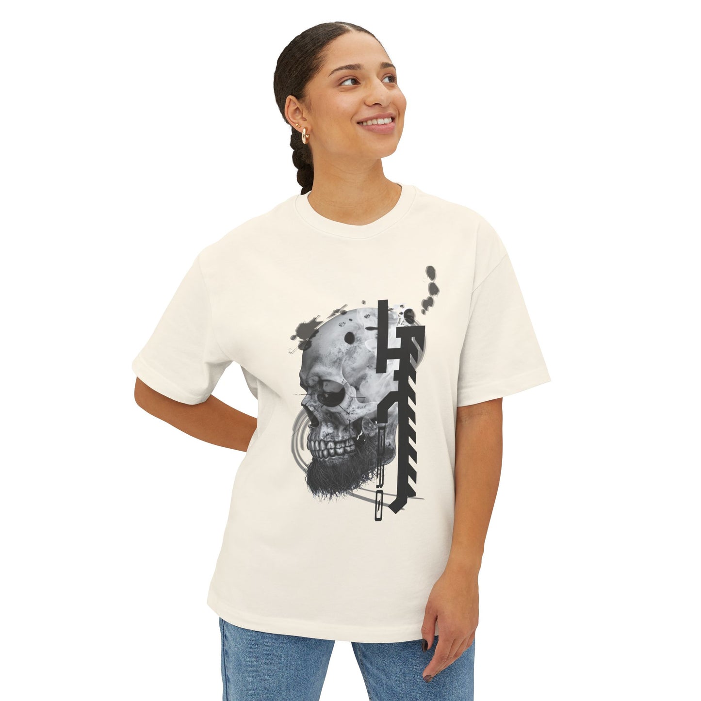 Gothic Skull Oversized Tee, Unisex Graphic T-Shirt, Edgy Streetwear Top, Alternative Fashion Apparel, Casual Wear for Events
