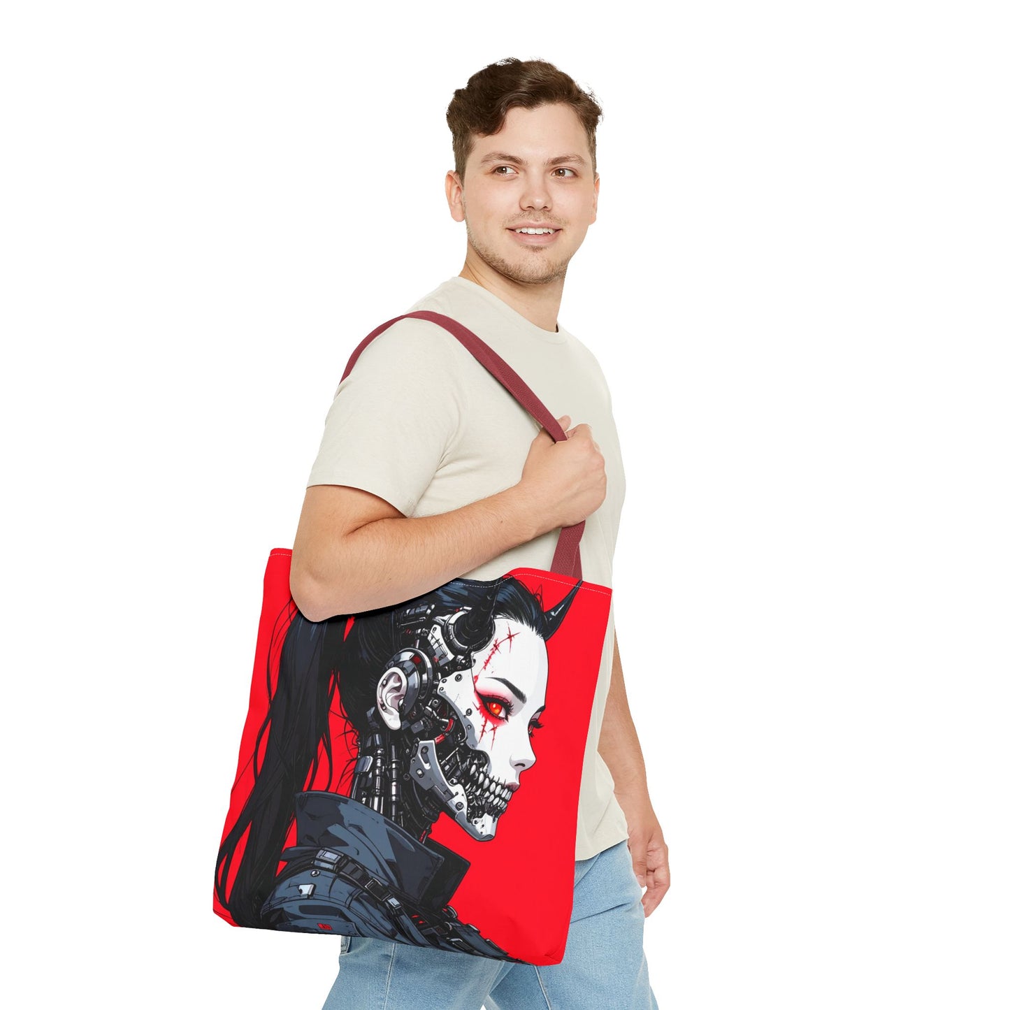 Edgy Graphic Tote Bag, Cyberpunk Artwork, Fashionable Tote, Unique Gift, Eco-Friendly Bag, Everyday Use