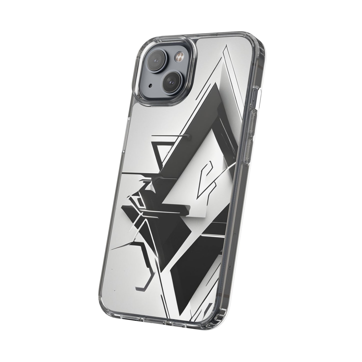 Clear Phone Case with Abstract Edgy Design Print