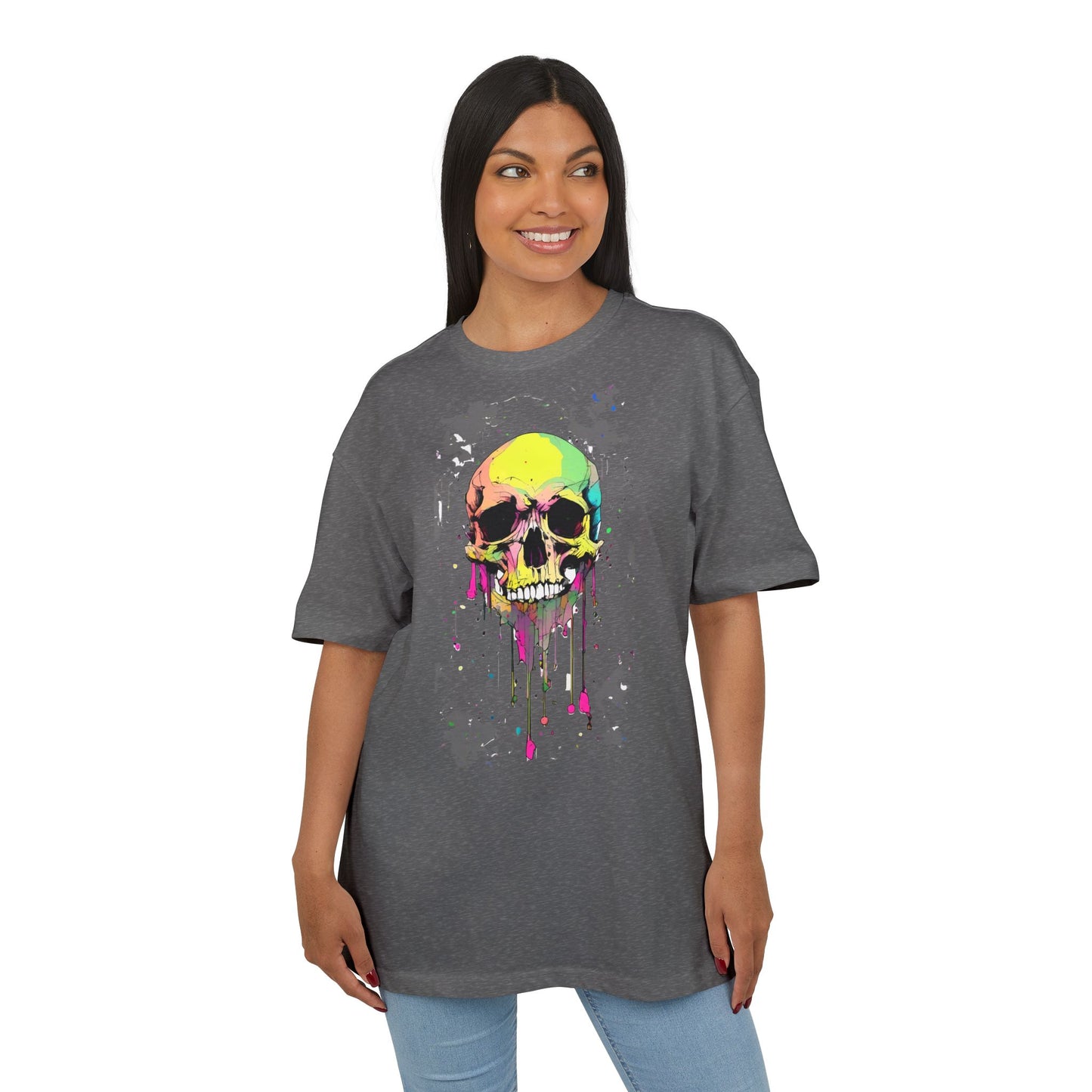 Colorful Skull Oversized Tee - Edgy Graphic Shirt for Casual Wear, Street Style, Gifts, etc.