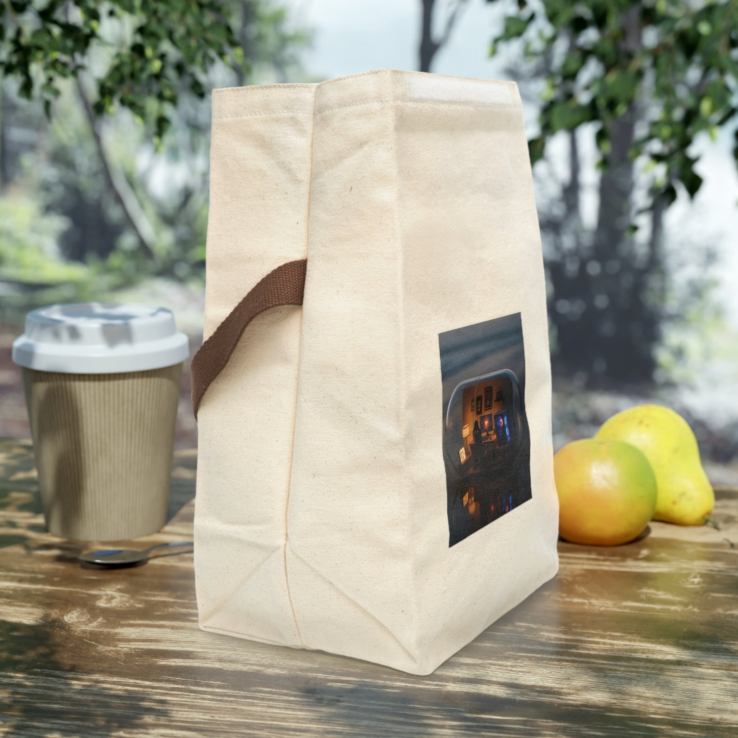 Cozy Canvas Lunch Bag With Strap, Aesthetic Lunch Tote, Eco-Friendly Meal Carrier, Cute Picnic Bag, Gift for Foodies