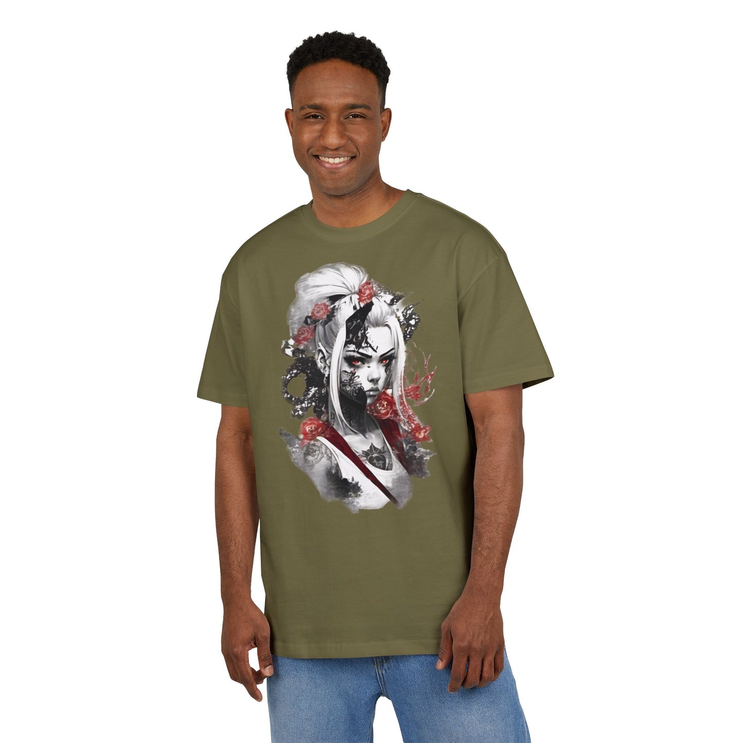 Artistic Unisex Heavy Oversize Tee - Bold Floral Graphics