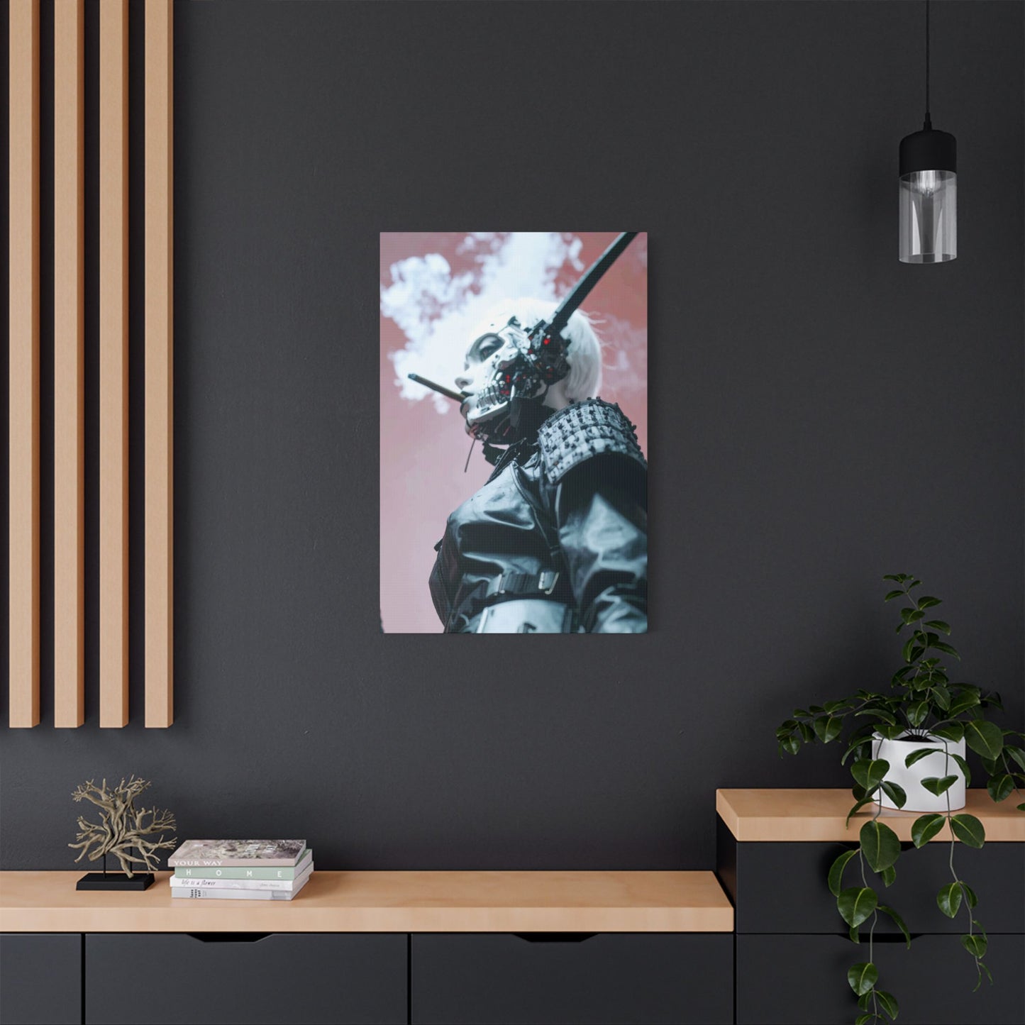 Futuristic Canvas Art, Cyberpunk Wall Decor, Modern Home Aesthetic, Unique Gift for Tech Lovers, Statement Piece for Any Room