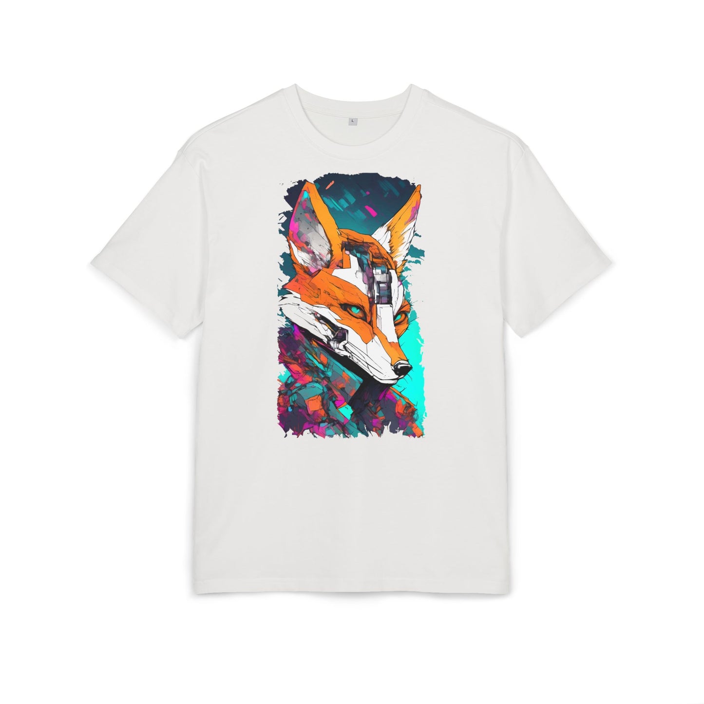Futuristic Fox Design Unisex Oversize Tee, Graphic Tee, Cool T-Shirt, Unique Gift, Casual Wear