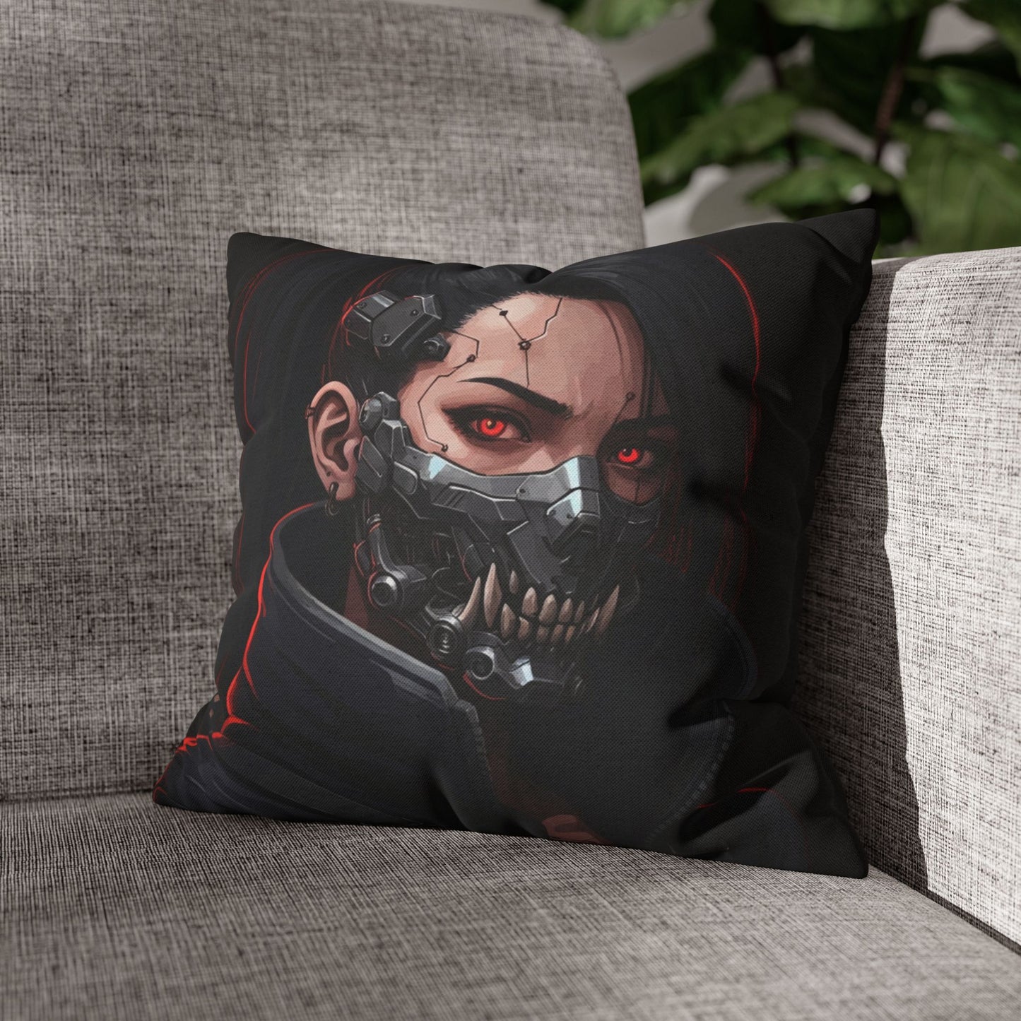 Cyberpunk-Style Velvet Pillowcase, Decorative Pillow, Home Decor, Unique Gift, Futuristic Accent, Gaming Room Decoration