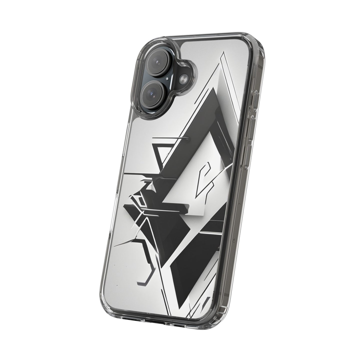 Clear Phone Case with Abstract Edgy Design Print