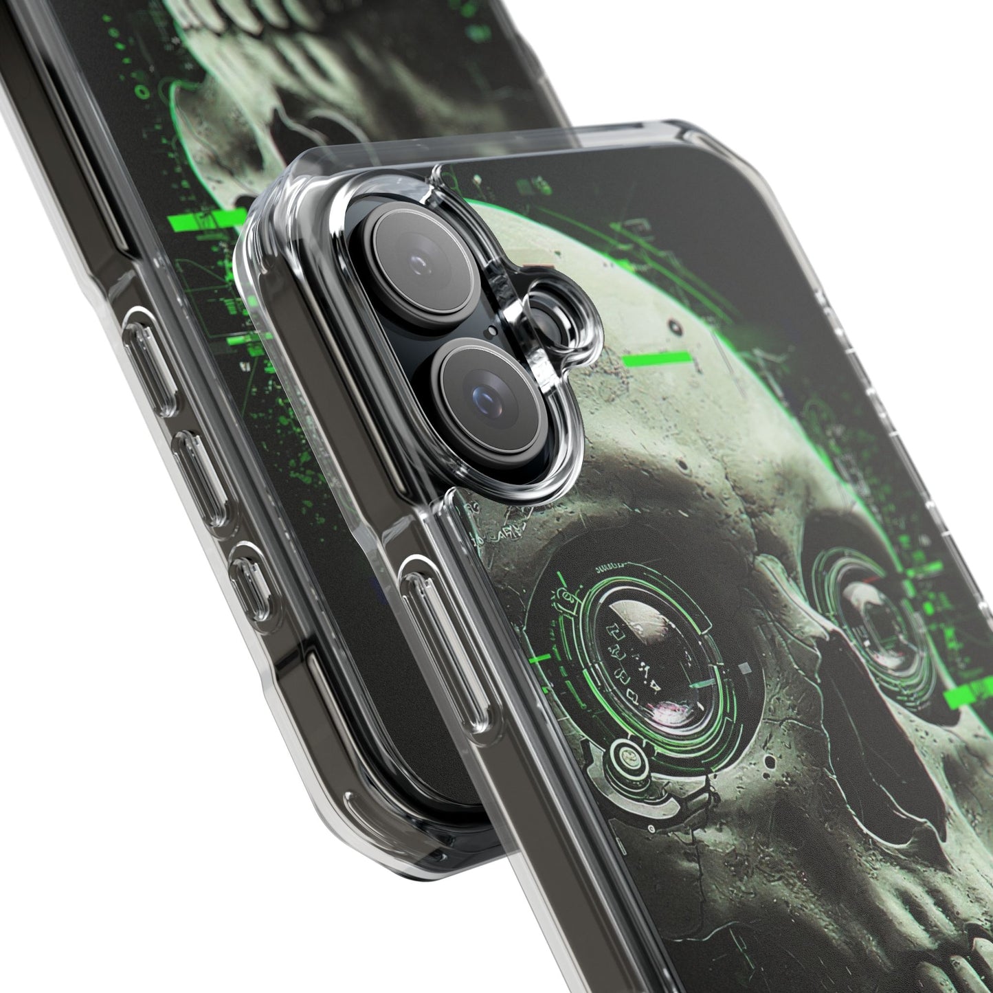 Gothic Skull Phone Case, Cyberpunk Design, Clear Impact Protection, Unique Gift for Him, Halloween Accessories, Tech Lover