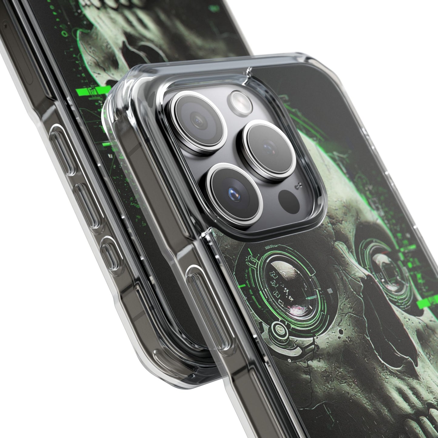 Gothic Skull Phone Case, Cyberpunk Design, Clear Impact Protection, Unique Gift for Him, Halloween Accessories, Tech Lover