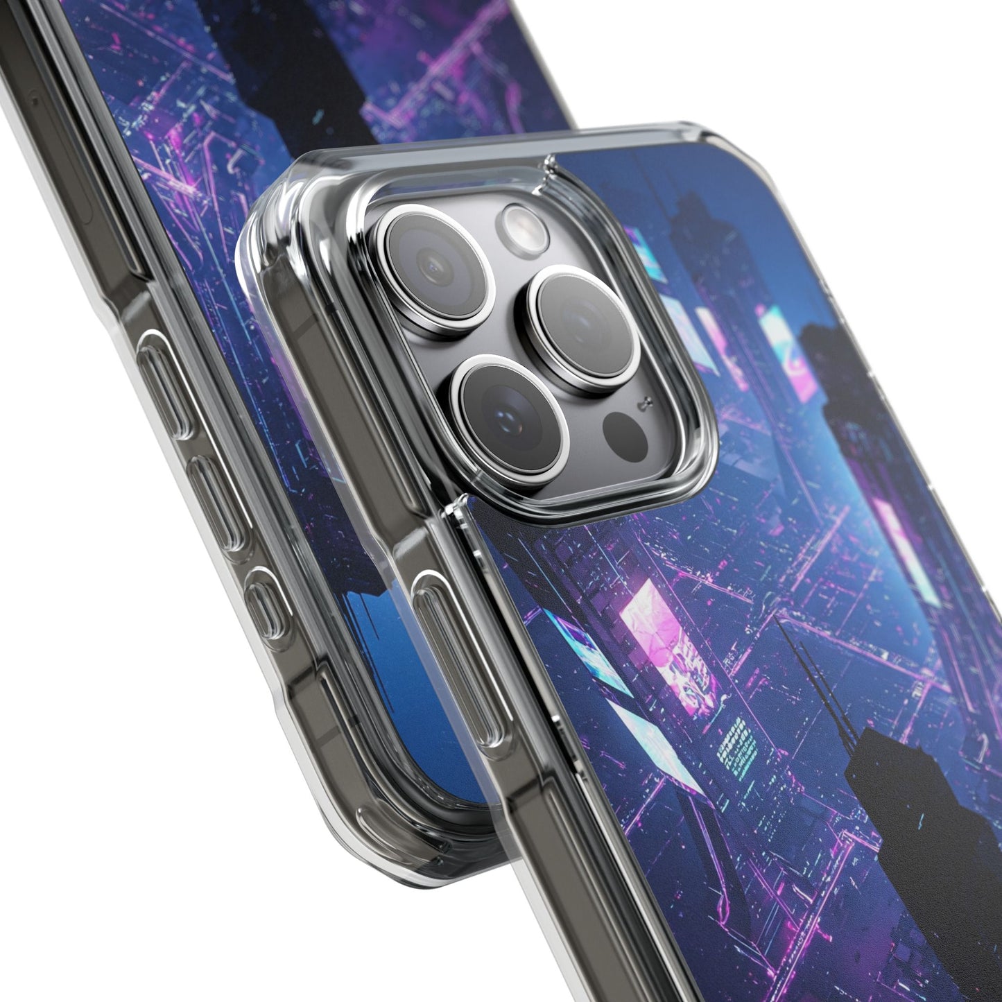 Futuristic Cityscape Phone Case, Customizable Clear Impact Case, Gift for Tech Lovers, Unique Phone Accessory, Aesthetic Cell Phone Cover