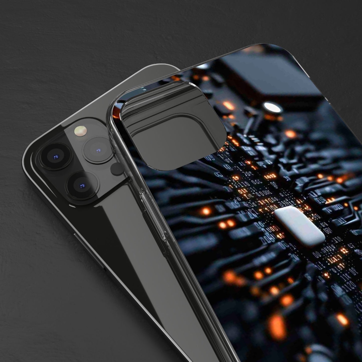 Clear Phone Case with Cyber Print