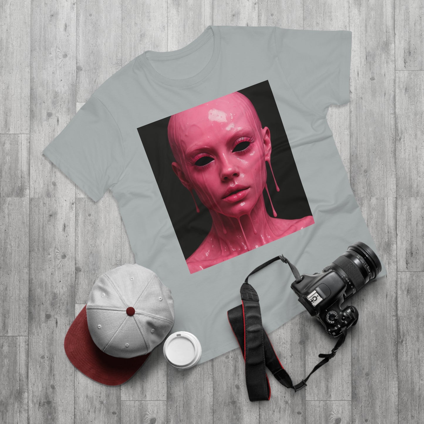 Artistic Pink Melting Face T-Shirt - Trendy Graphic Tee, Unique Gift, Statement Apparel, Festival Wear, Occasional Fashion, Street Style