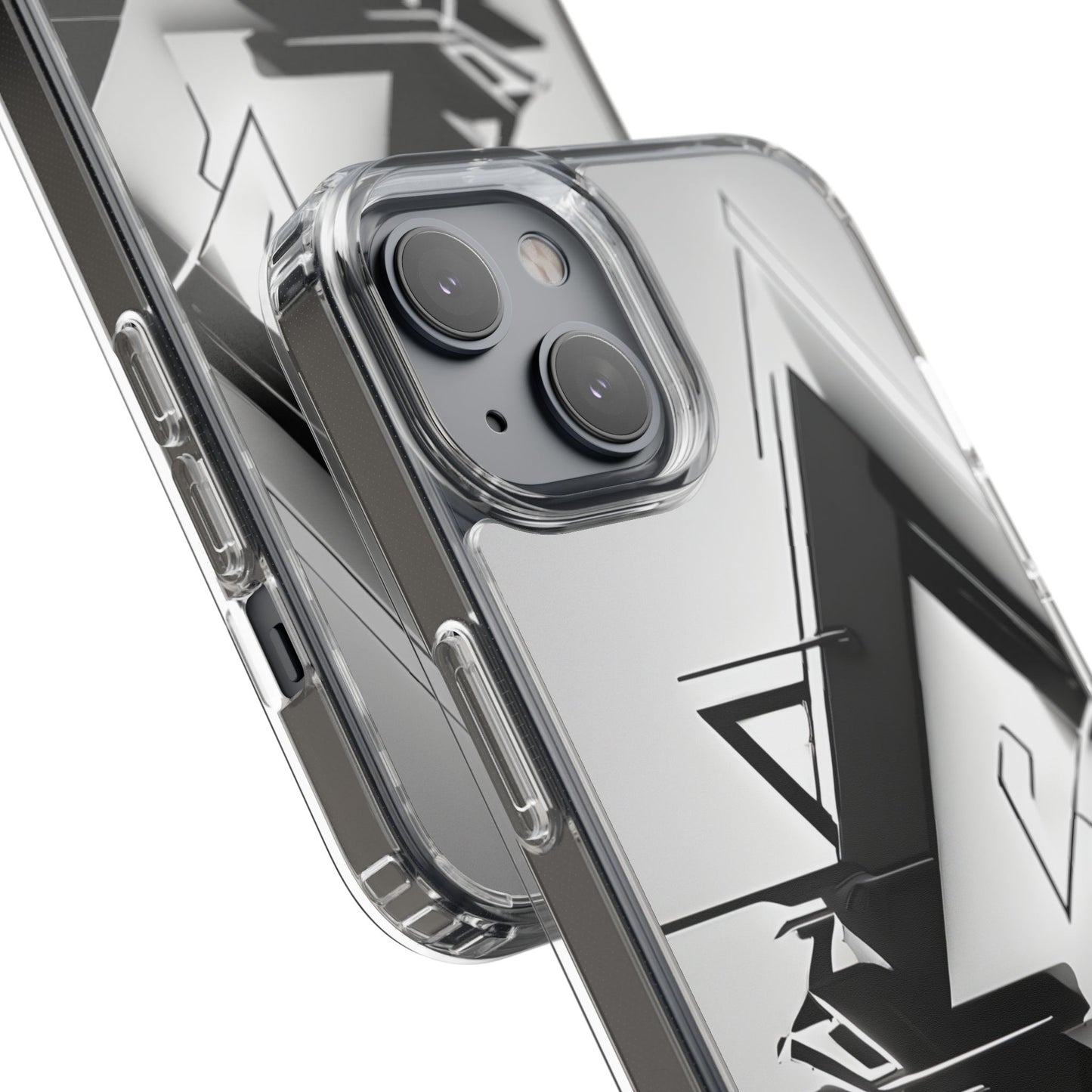 Clear Phone Case with Abstract Edgy Design Print