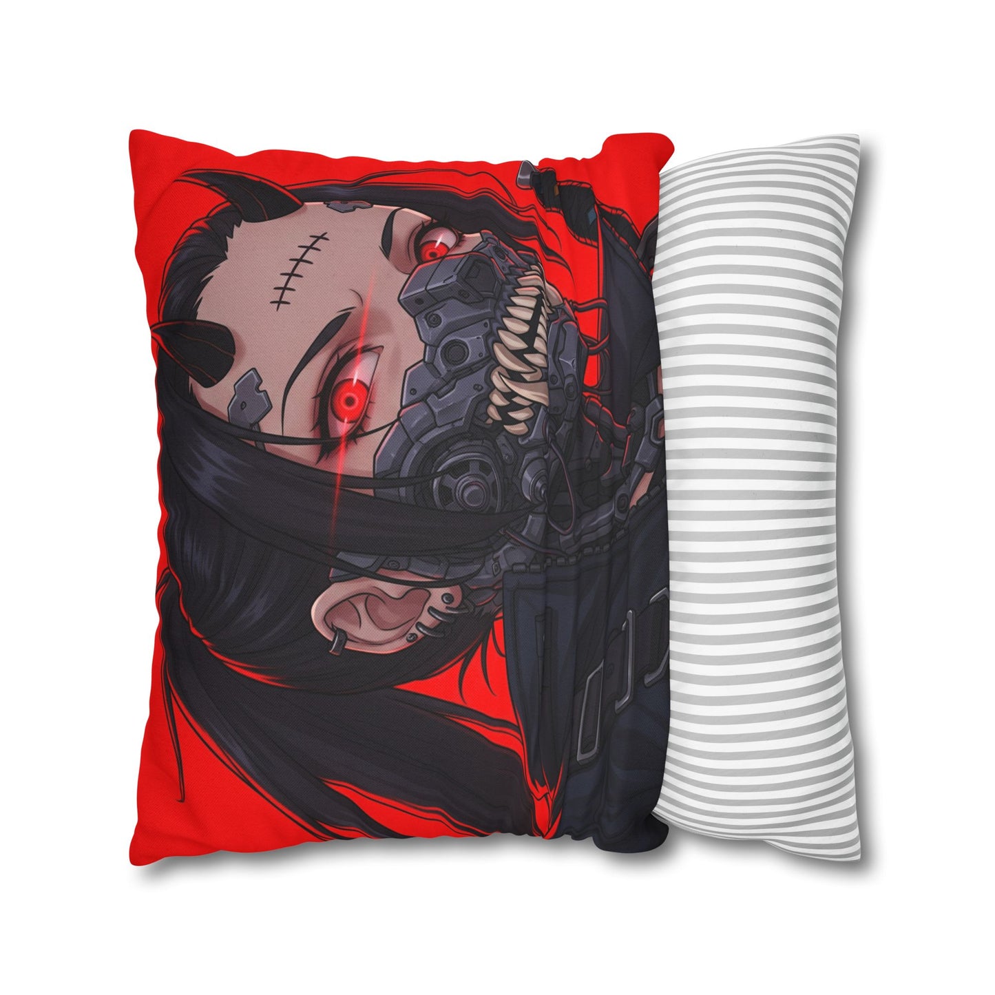 Gothic Anime Pillowcase, Decorative Throw Pillow, Cyberpunk Square Cushion, Bedroom Decor, Unique Gift for Fans, Cozy Home Accents