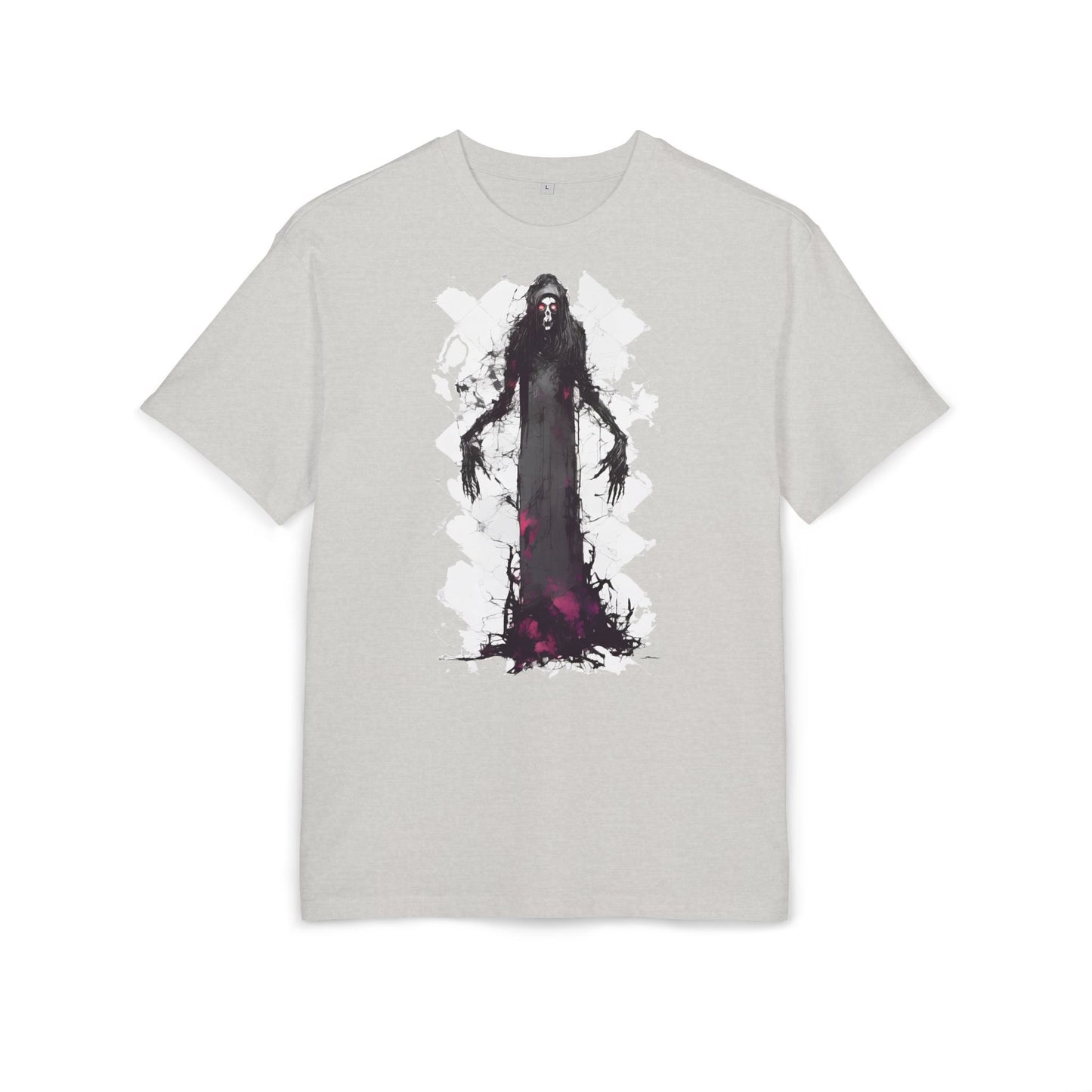 Eerie Spirit Unisex Heavy Oversize Tee, Halloween Costume T-Shirt, Casual Graphic Shirt, Gothic Tee, Spooky Art Apparel