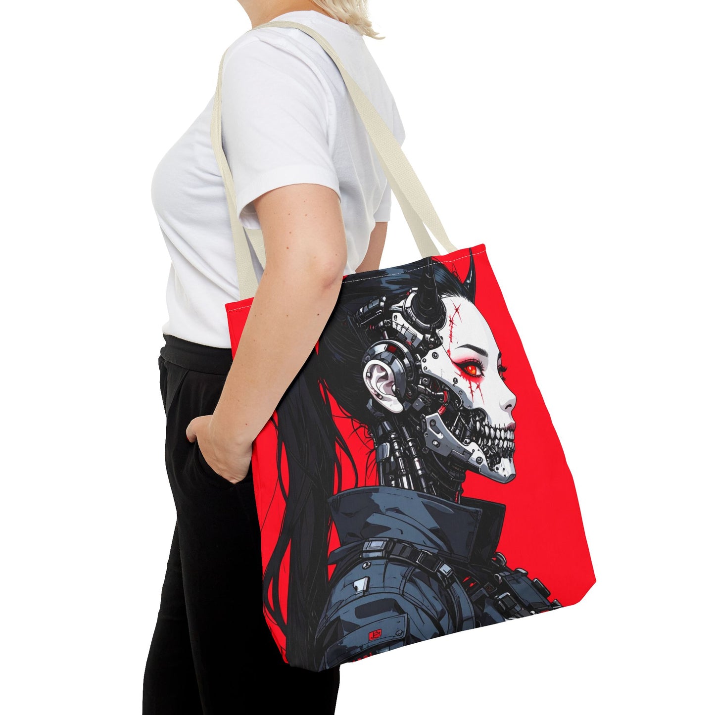 Edgy Graphic Tote Bag, Cyberpunk Artwork, Fashionable Tote, Unique Gift, Eco-Friendly Bag, Everyday Use