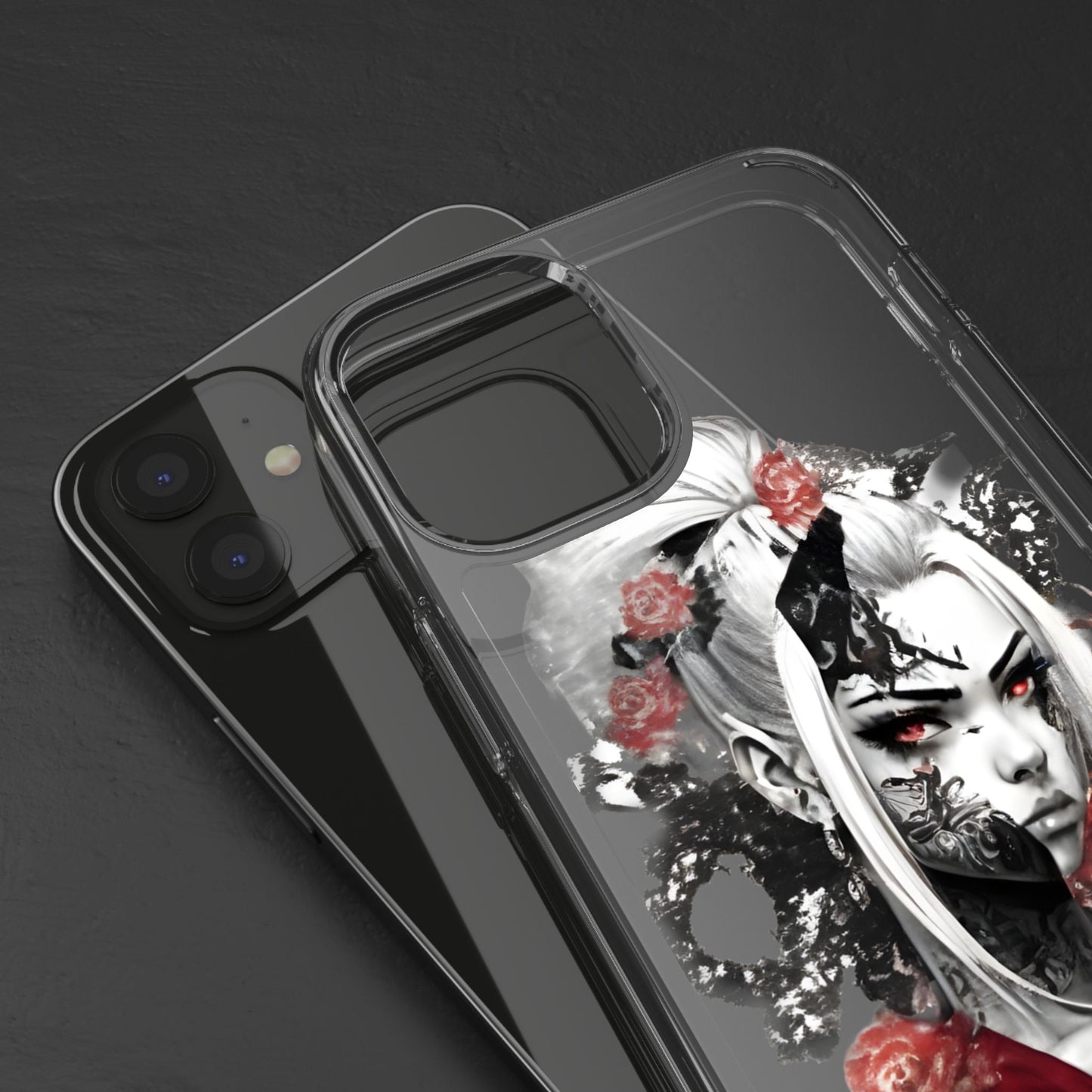 Artistic Clear Phone Case with Floral Design