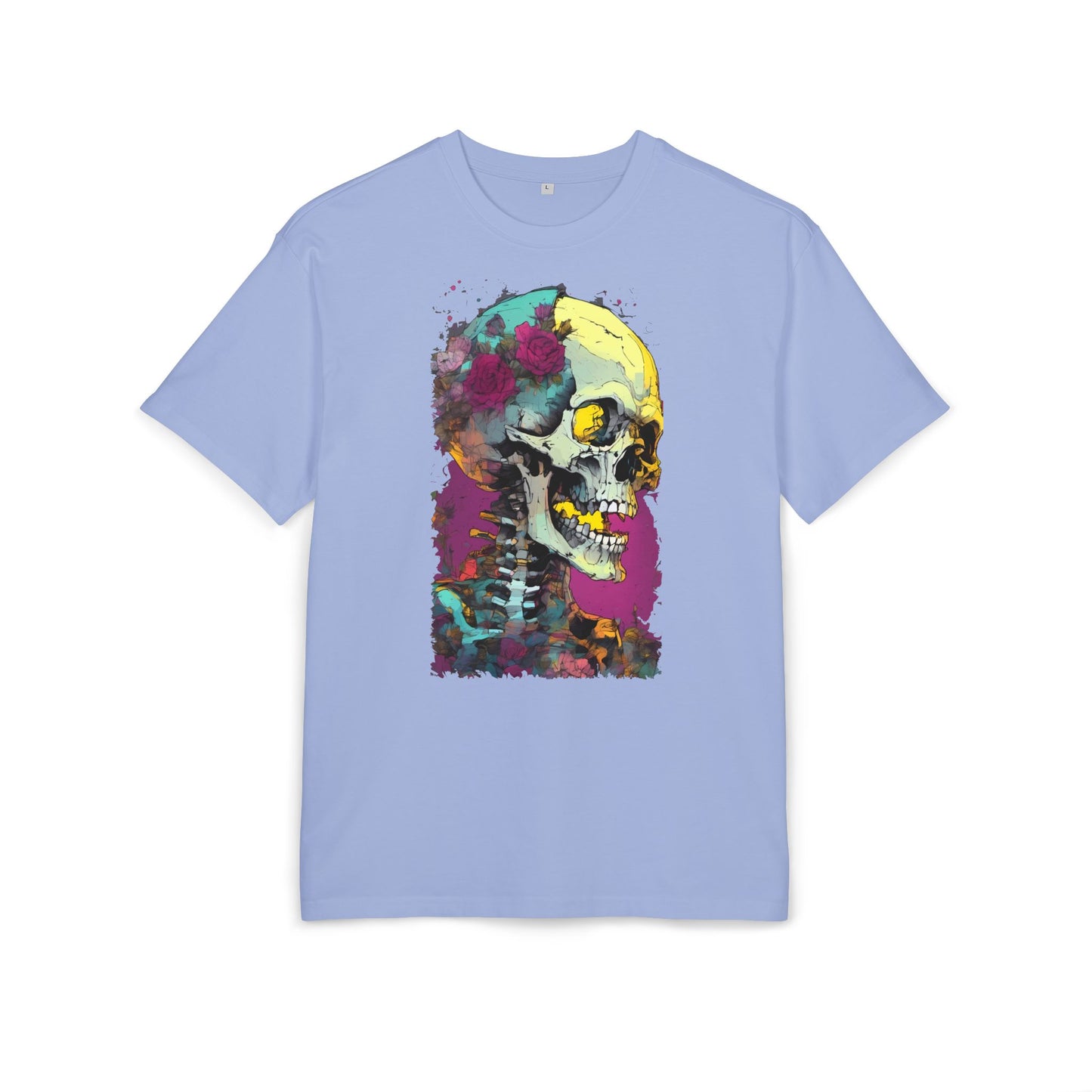 Colorful Skull Oversize Tee, Unisex Graphic Shirt, Edgy Streetwear, Casual Summer Top, Halloween Costume, Gift for Art Lovers