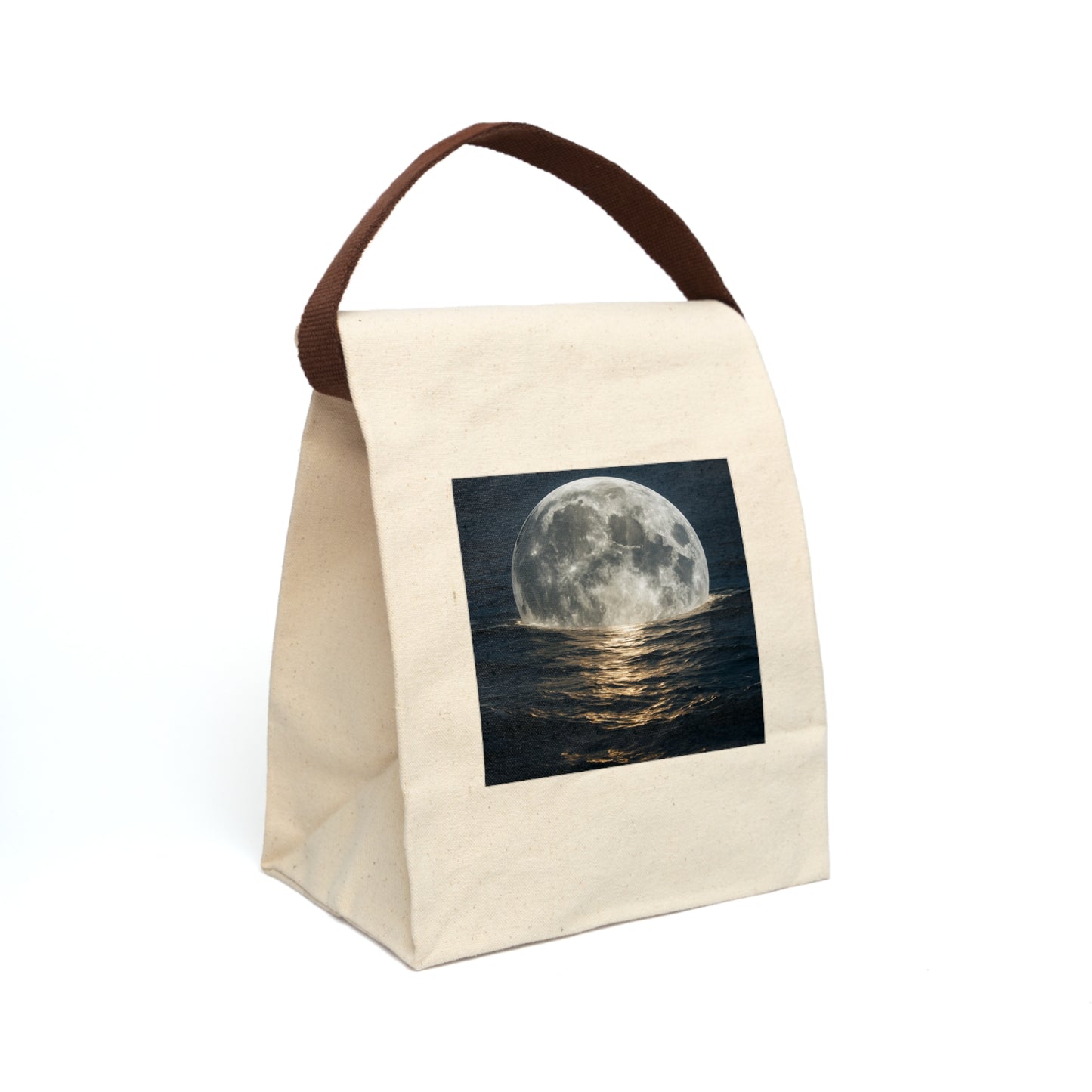 Canvas Lunch Bag with Moonlit Design | Eco-Friendly Tote for Adults, Kids' Picnic Bag, Gift Idea for Birthdays