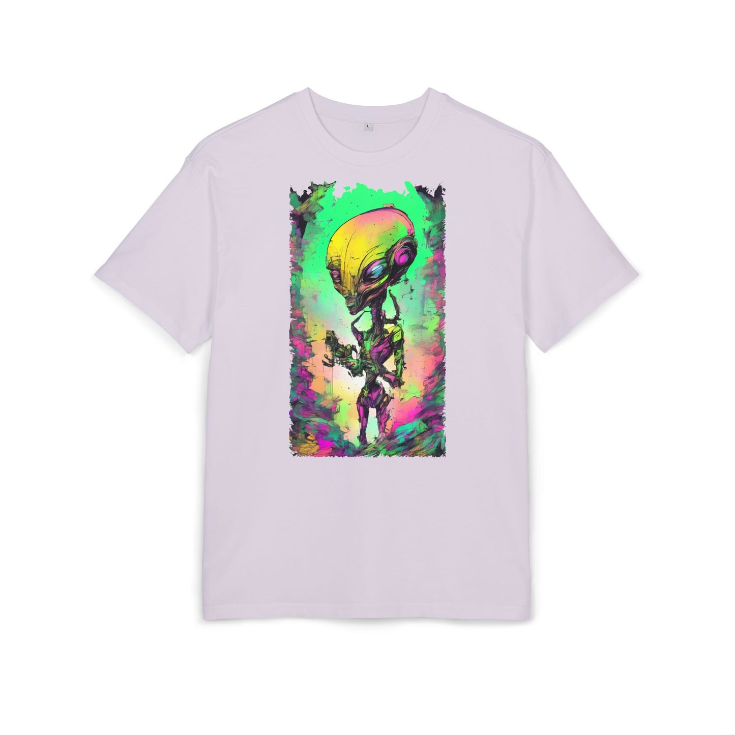Cosmic Alien Art Tee - Unisex Heavy Oversize Tee, Retro Space Vibe Shirt, Gift for Sci-Fi Lovers, Casual Wear, Unique Graphic T-Shirt