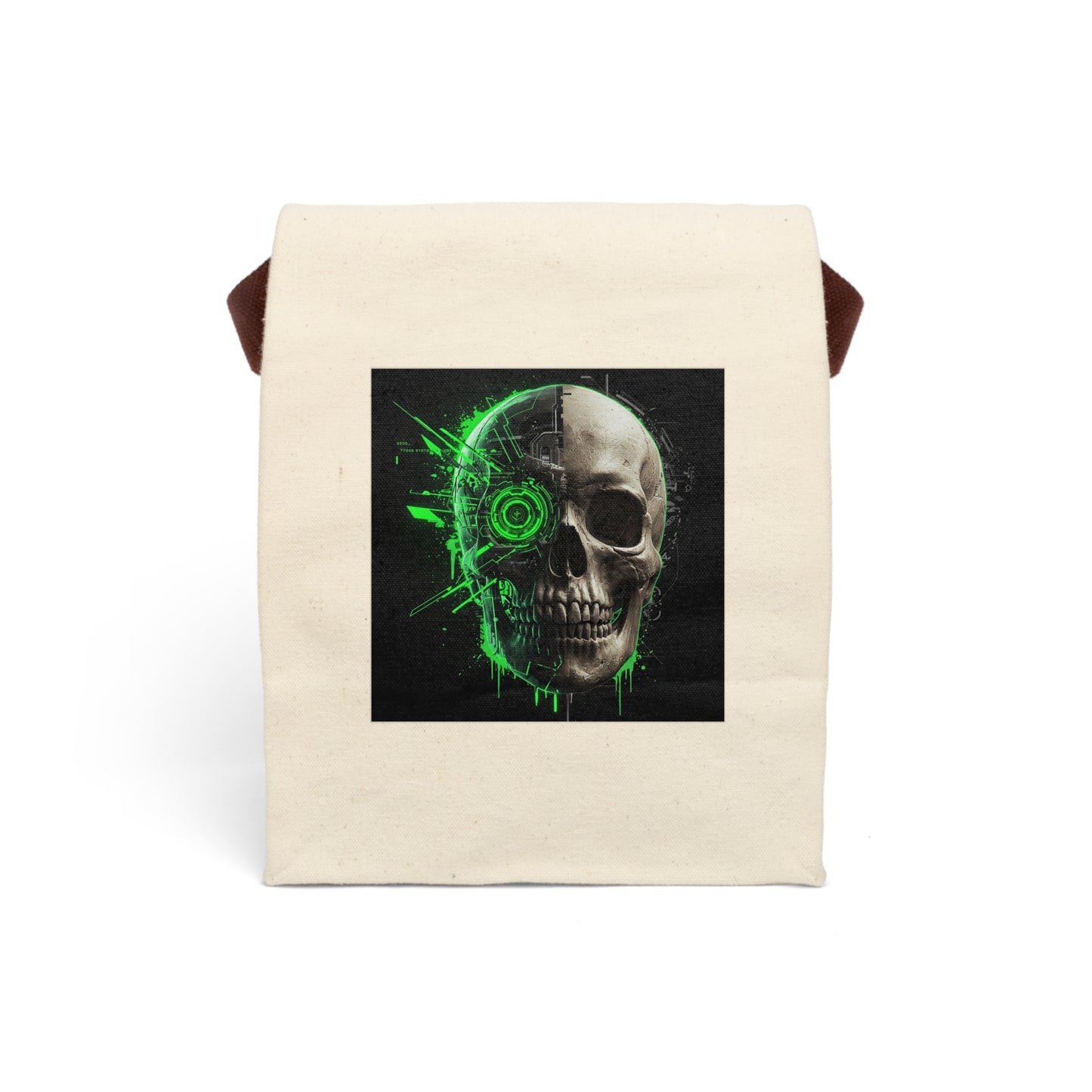 Edgy Skull Canvas Lunch Bag, Goth Lunch Tote, Unique Gift for Teens, Eco-friendly Snack Pouch, Halloween Lunchbox, Cool Back-to-School Bag