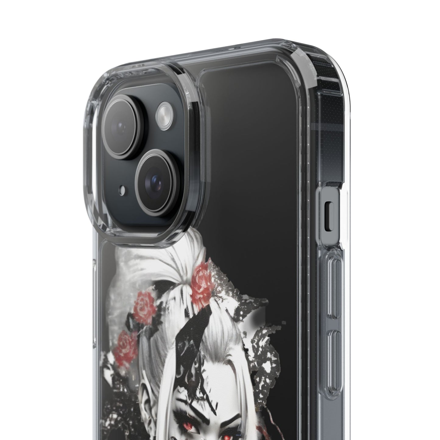 Artistic Clear Phone Case with Floral Design