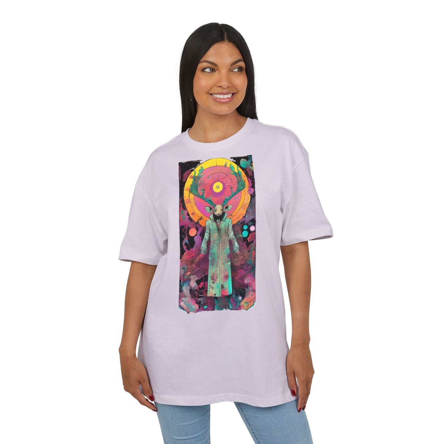 Vibrant Artistic Oversize Tee - Unisex Heavyweight T-Shirt, Bohemian Style, Gift for Art Lovers, Festival Wear, Casual Chic