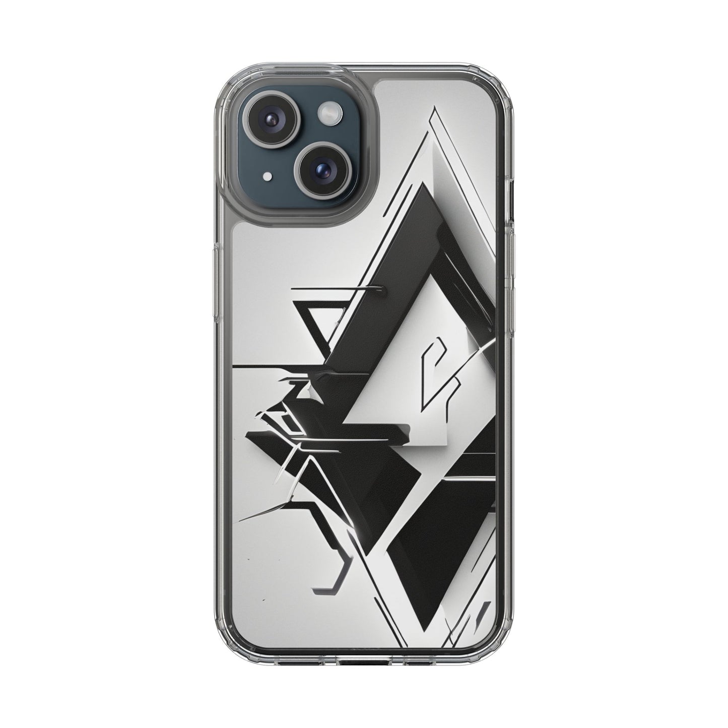 Clear Phone Case with Abstract Edgy Design Print