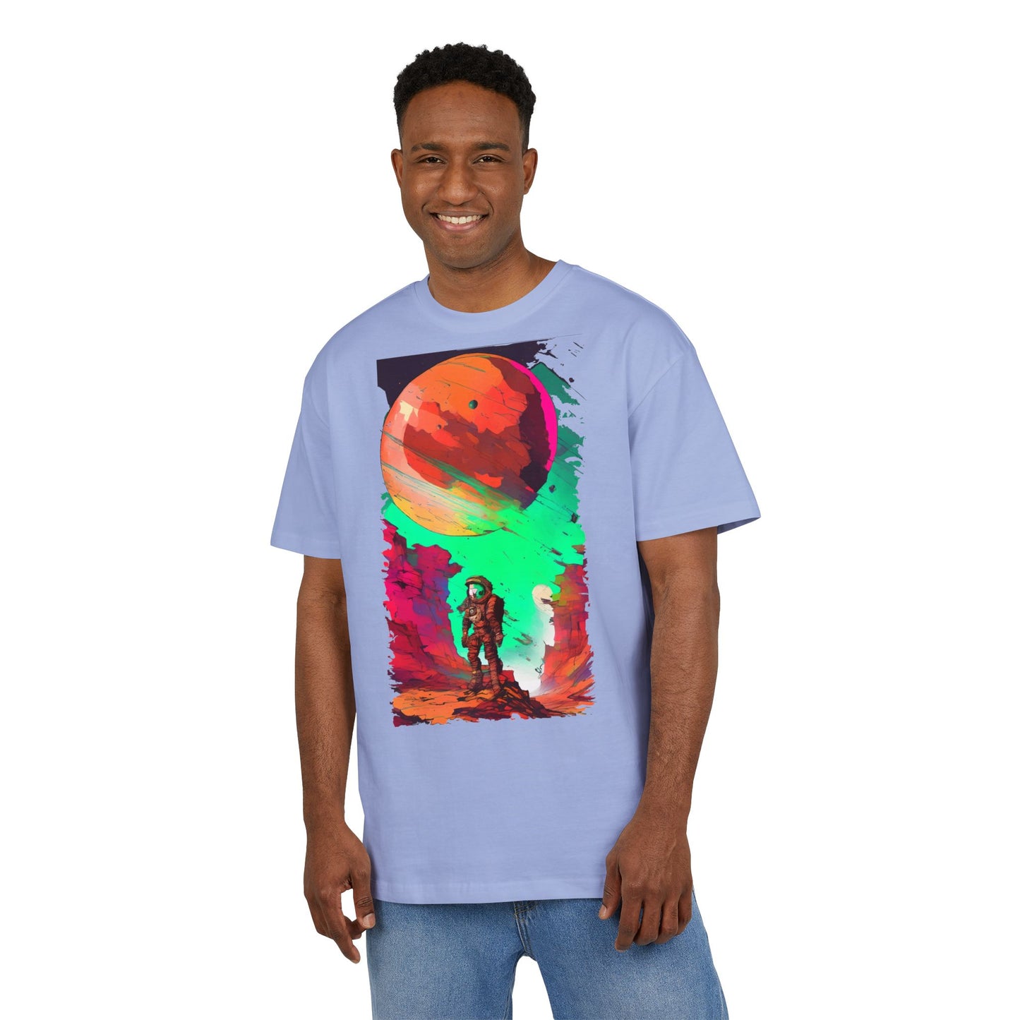 Cosmic Adventure Unisex Heavy Oversize Tee - Perfect for Space Lovers, Casual Style, Gift for Her, Him, Unique Graphic Tee, Sci-Fi Fashion