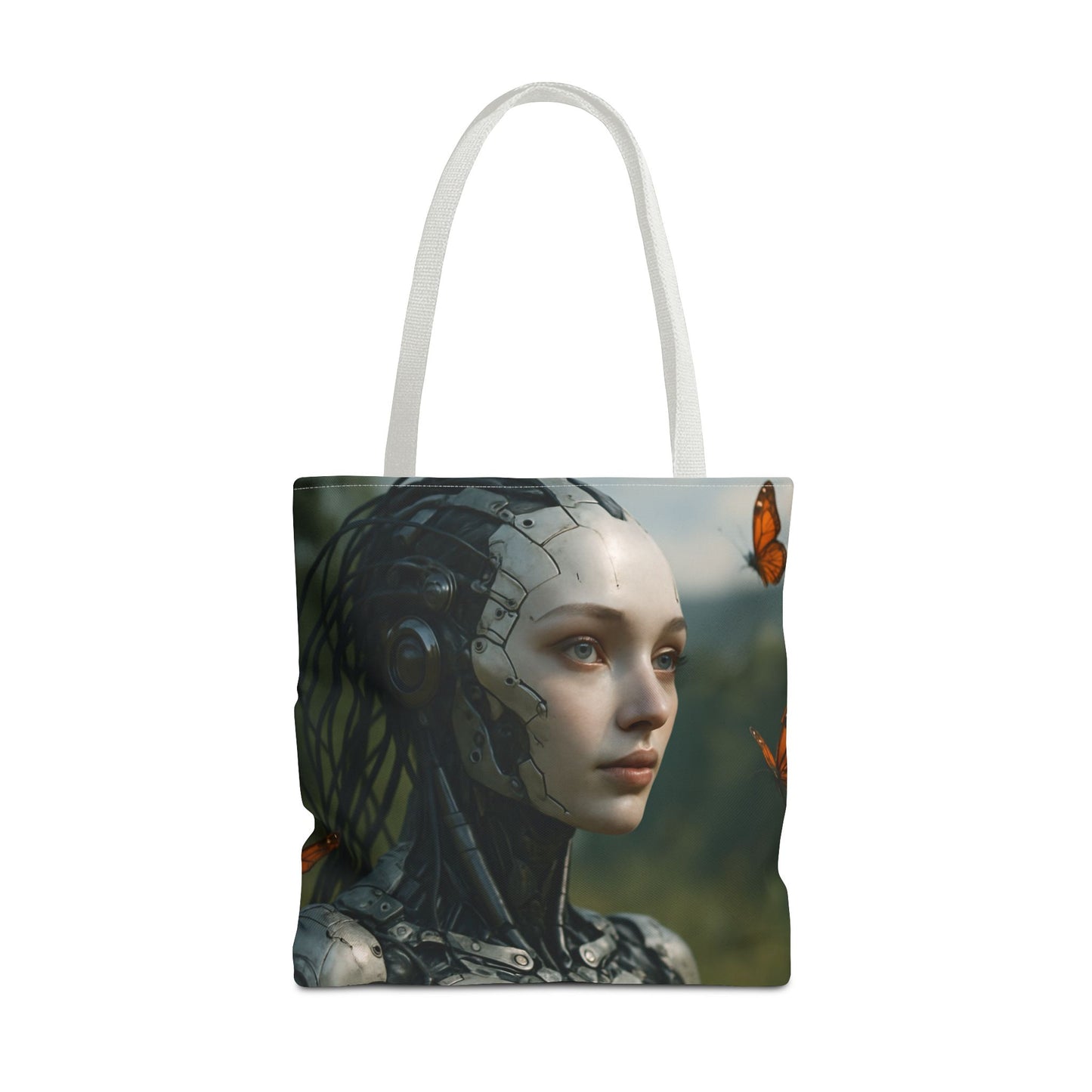 Futuristic Nature-Inspired Tote Bag, Eco-Friendly Bag, Gift for Tech Lovers, Reusable Shopping Bag, Art Tote for Nature Enthusiasts