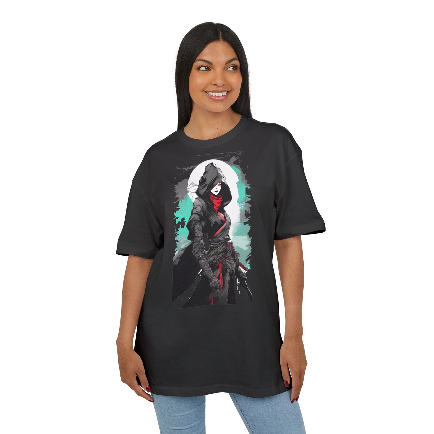 Hooded Warrior Oversize Tee | Unisex Graphic Shirt | Comfortable Casual Wear | Perfect for Comic Con, Gift for Gamers, Streetwear Fashion