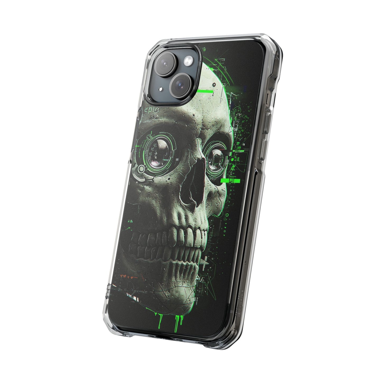 Gothic Skull Phone Case, Cyberpunk Design, Clear Impact Protection, Unique Gift for Him, Halloween Accessories, Tech Lover