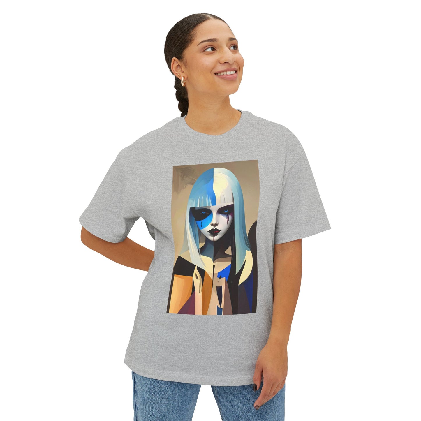 Artistic Oversized Tee, Stylish Graphic Top, Trendy Unisex Shirt, Unique Art Apparel, Casual Wear, Gift for Art Lovers