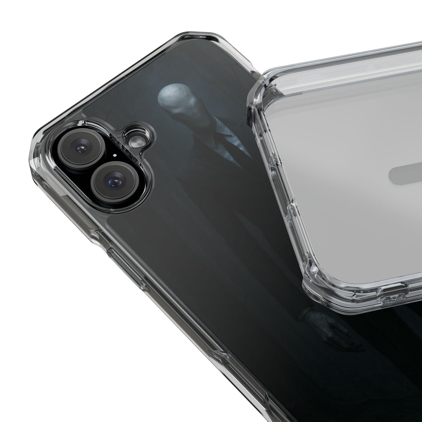 Sleek Phone Case with Minimalist Horror Design of Slenderman, Slim Protective Case, Unique Gift for Horror Lovers, Clear Impact-Resistant Case