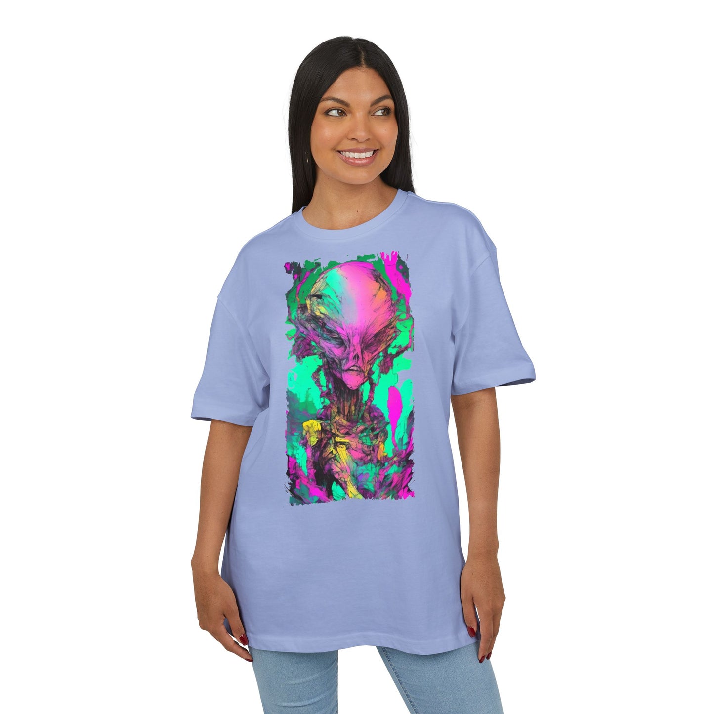 Alien Art Unisex Oversize Tee, Graphic Tee, Casual Style, Streetwear, Unique Gift, Statement Piece