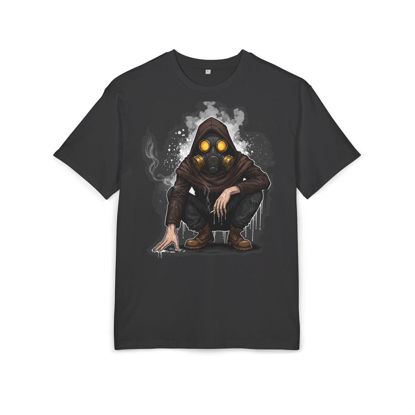 Gothic Gas Mask Unisex Heavy Oversize Tee, Streetwear Graphic Tee, Casual T-Shirt, Halloween Costume Top, Unique Gift Idea