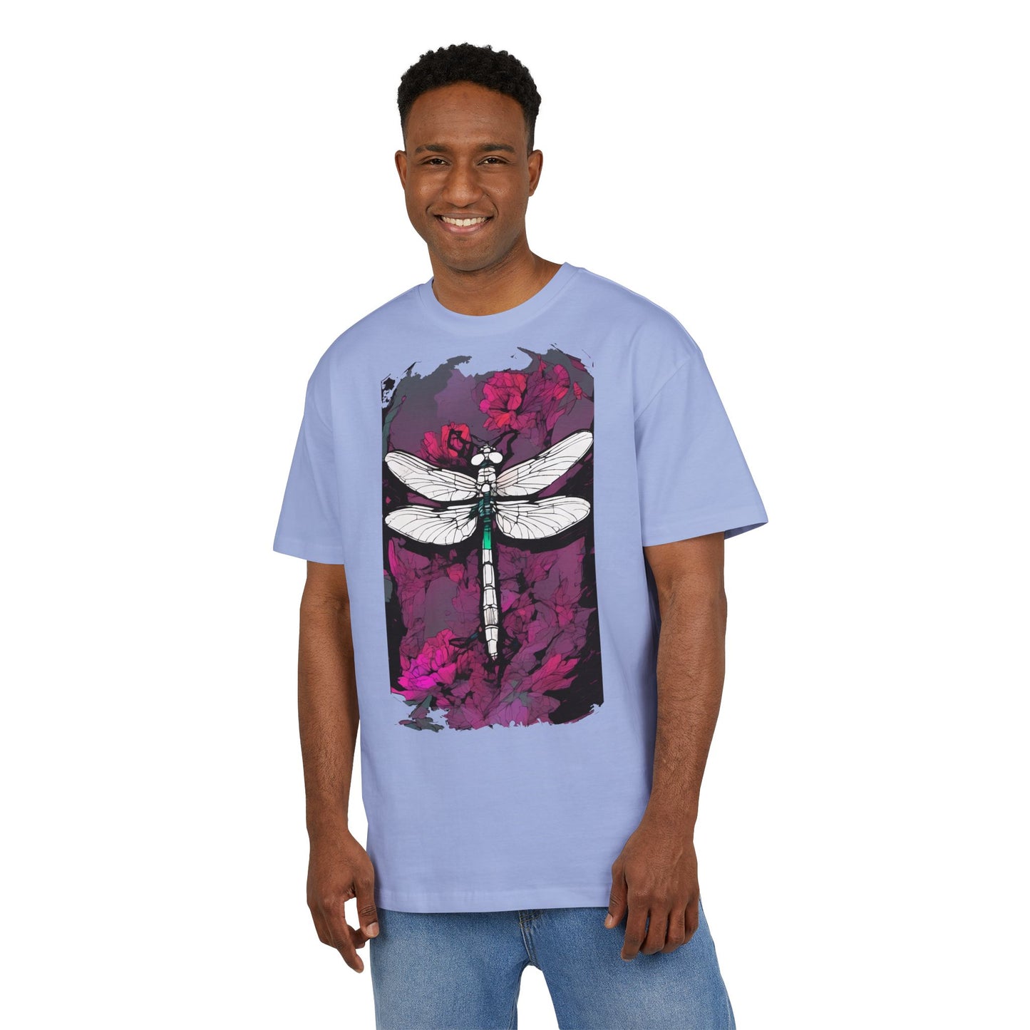 Dragonfly Art Unisex Heavy Oversize Tee, Nature Lover Shirt, Gift for Her, Artistic Tee, Summer Fashion, Relaxed Fit Clothing