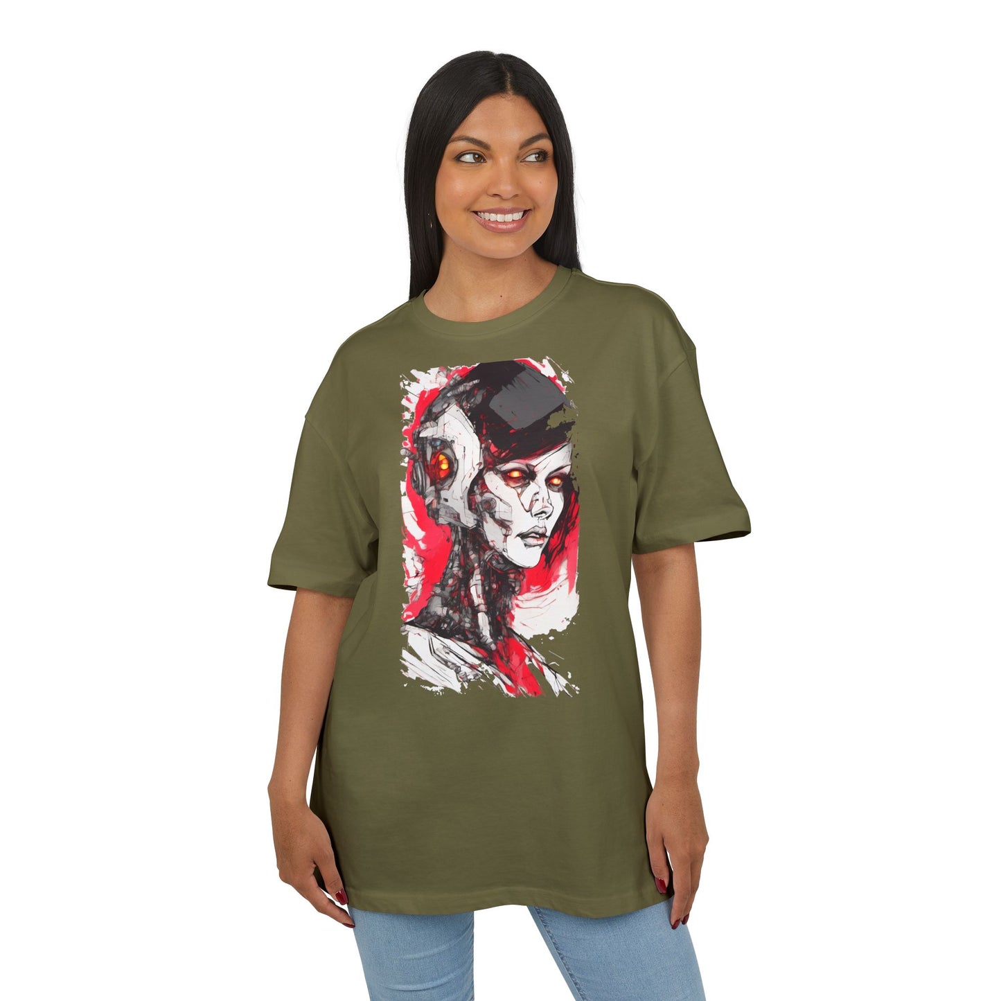 Cyberpunk-Inspired Unisex Heavy Oversize Tee | Graphic Tee, Streetwear, Gift for Gamers, Unique Fashion, Modern Art Apparel