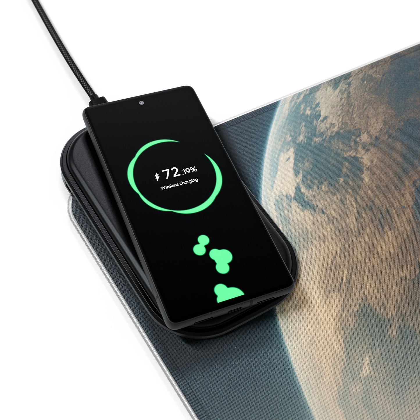 LED Gaming Mouse Pad with Wireless Charging Station, Gaming Accessories, Office Decor, Desk Organization, Space Design, Computer Gear