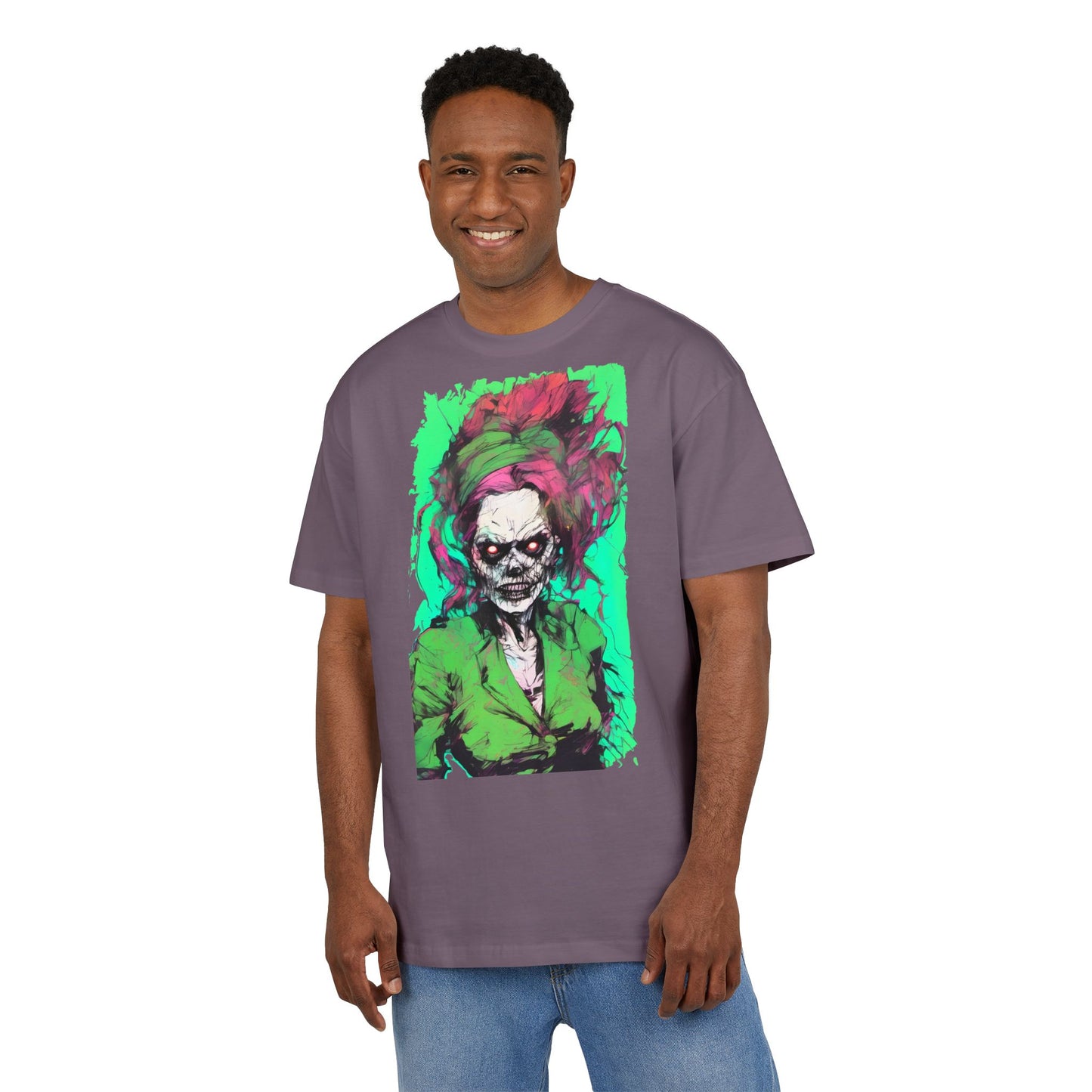 Vibrant Skull Art Oversize Tee, Unisex Graphic Tee, Edgy Streetwear Shirt, Perfect for Halloween, Gift for Art Lovers, Casual Comfort