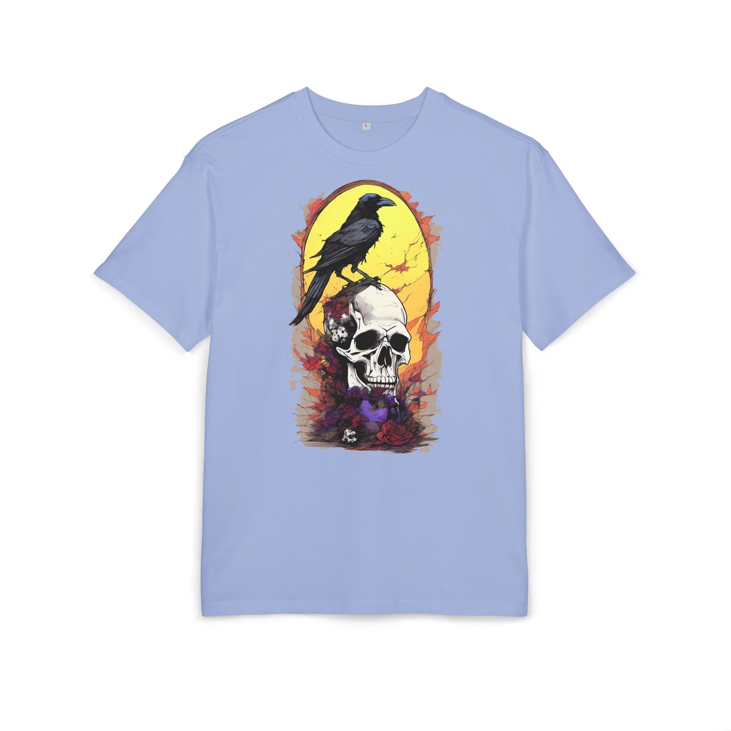 Gothic Raven & Skull Tee, Unisex Oversized Shirt, Edgy Halloween Fashion, Alternative Streetwear, Unique Graphic Tee, Perfect Gift