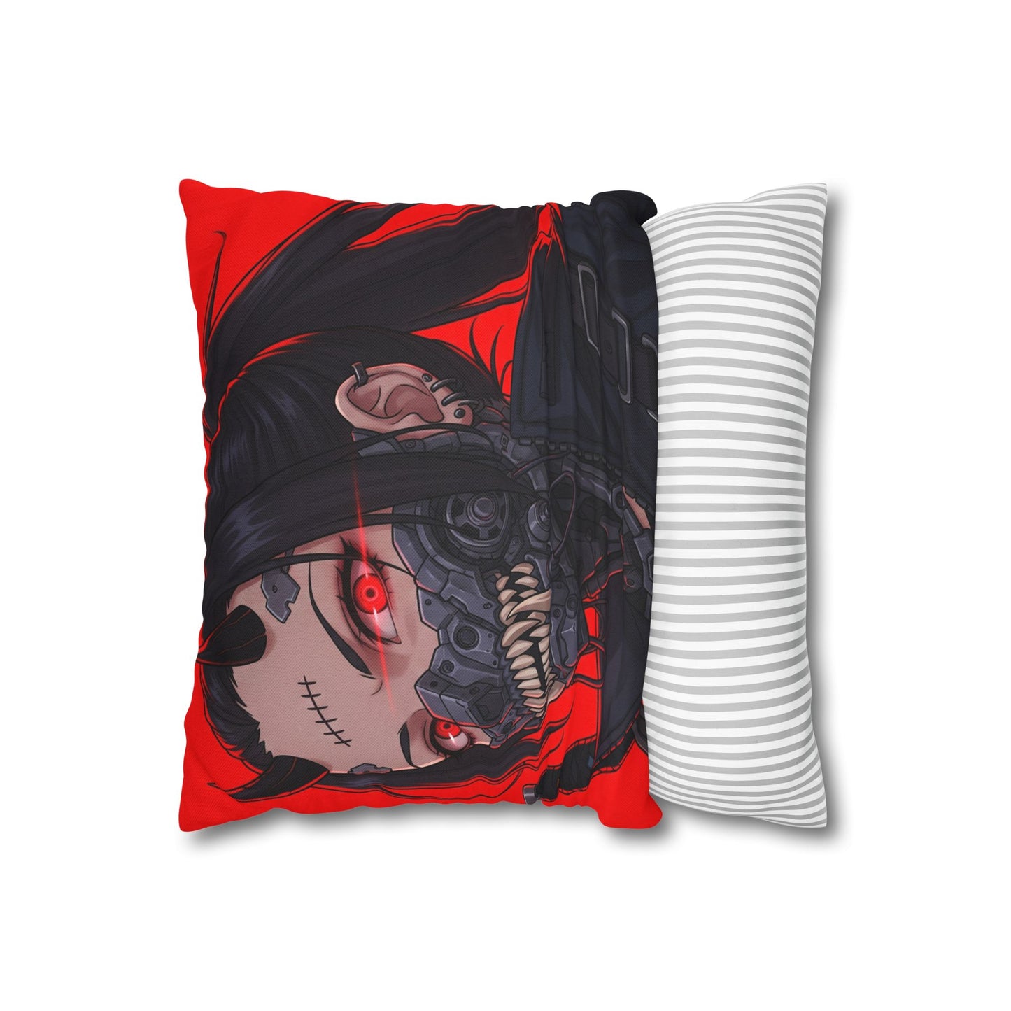 Gothic Anime Pillowcase, Decorative Throw Pillow, Cyberpunk Square Cushion, Bedroom Decor, Unique Gift for Fans, Cozy Home Accents