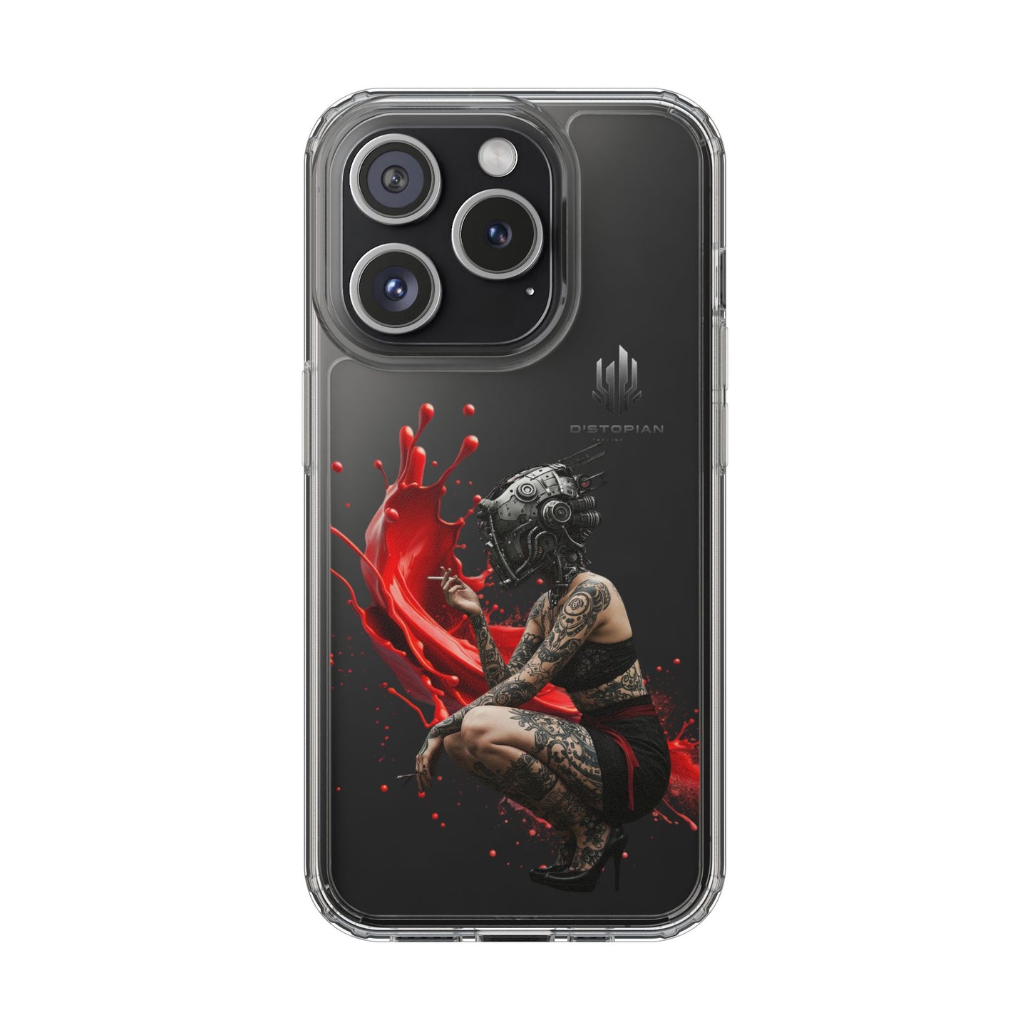 Dystopian Art Clear Phone Case - Futuristic Style with Bold Design